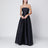Blue evening dress in silk-blend mikado