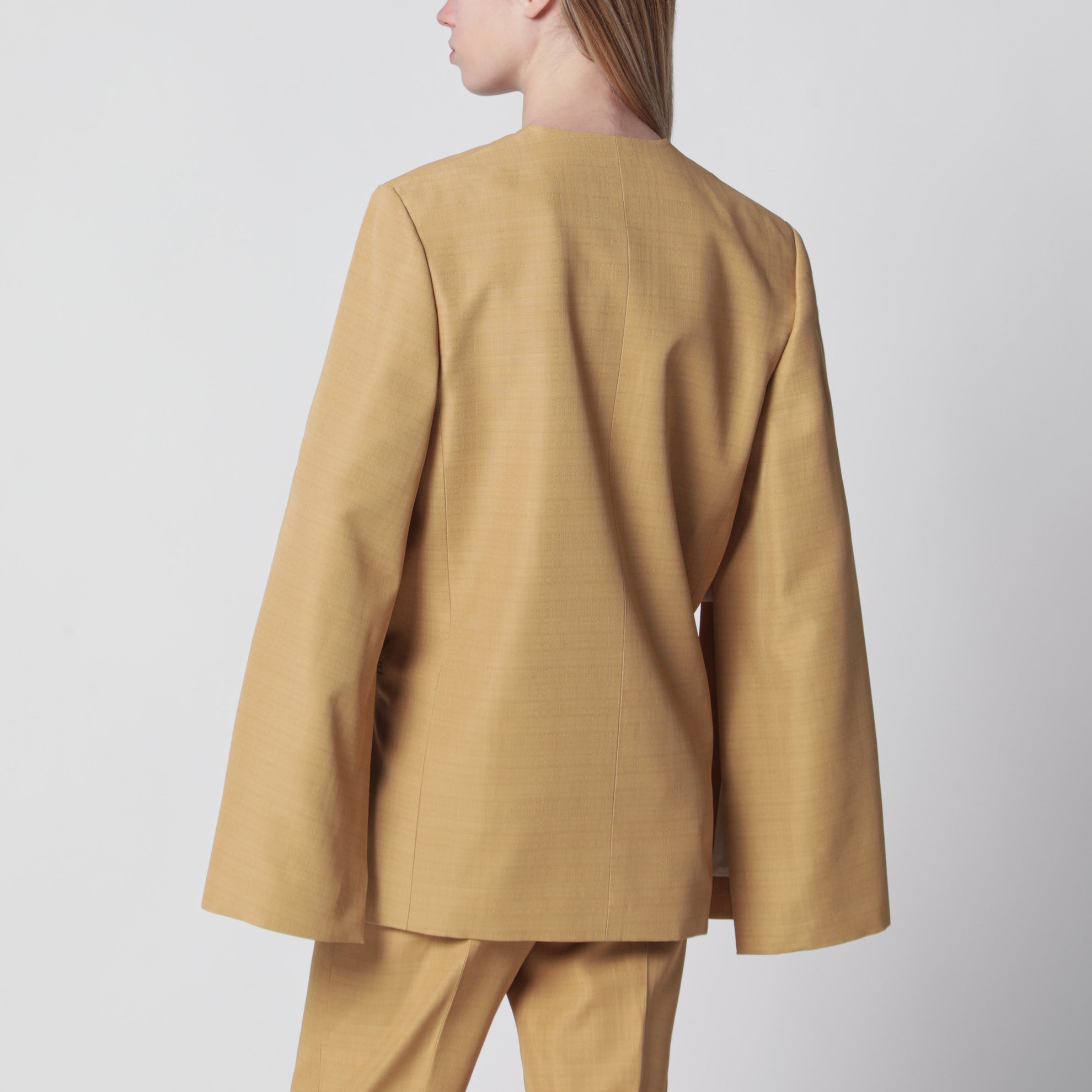 Veste croisée beige ocre en soie