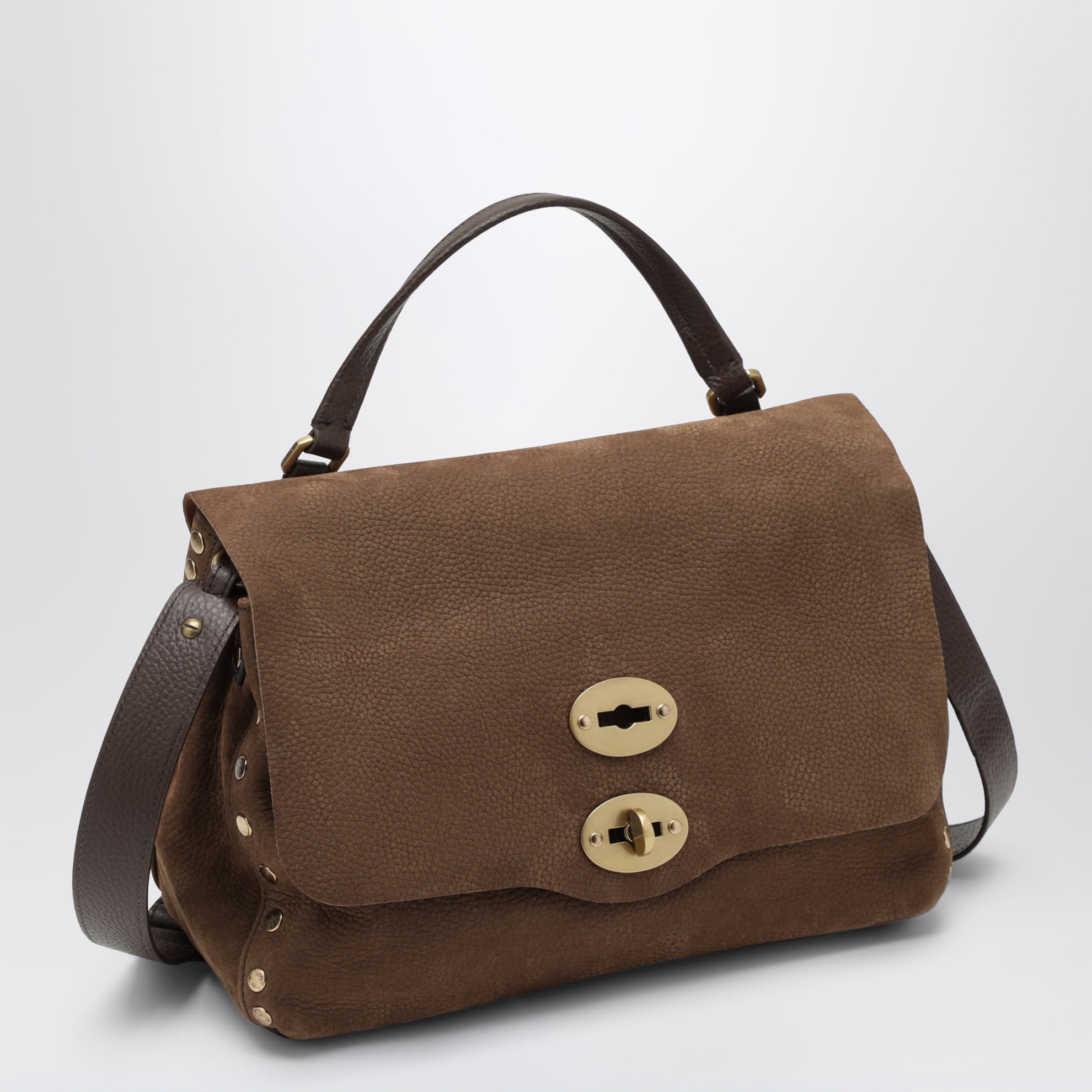 Borsa Postina piccola marrone in nabuk