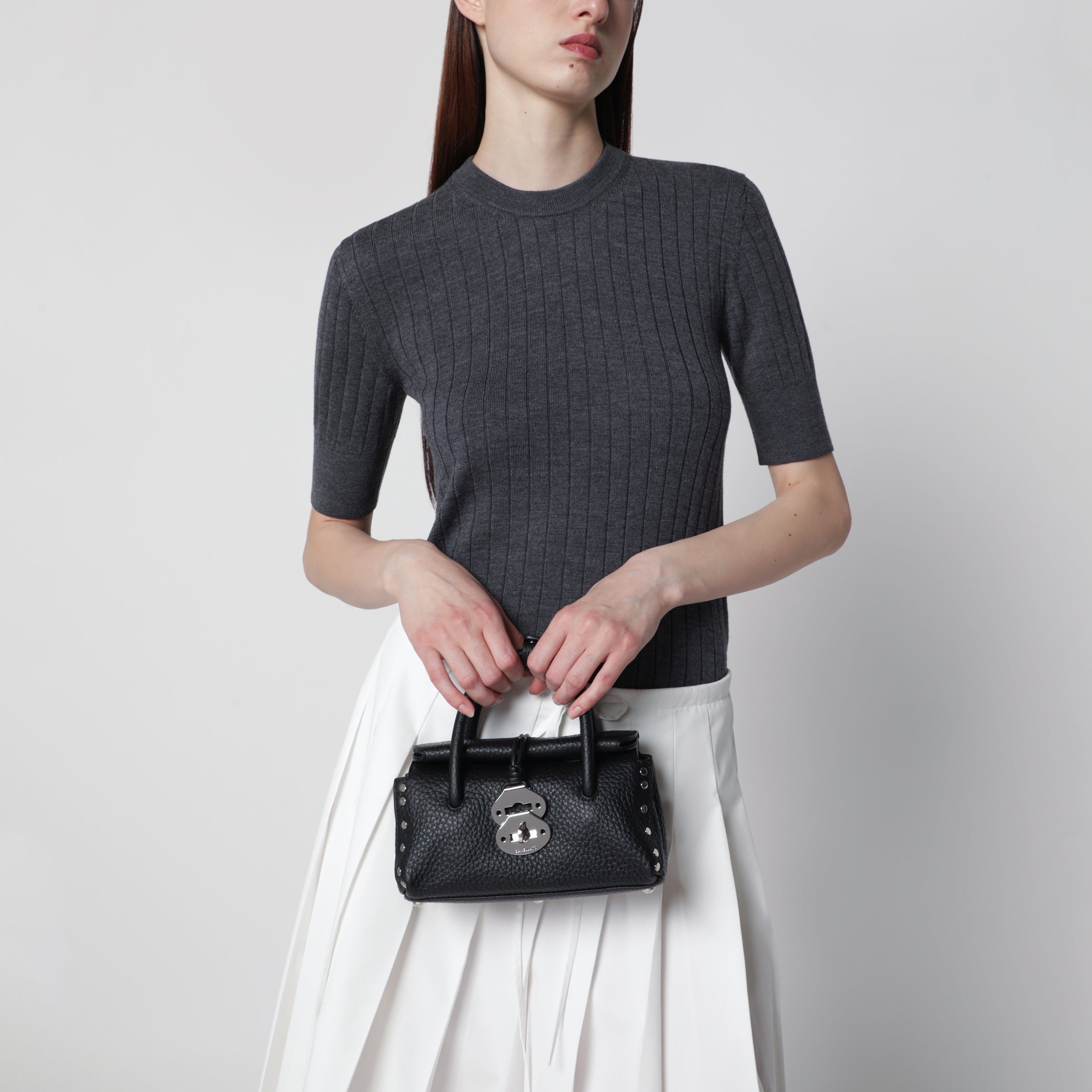Dotta Baby black grained leather bag