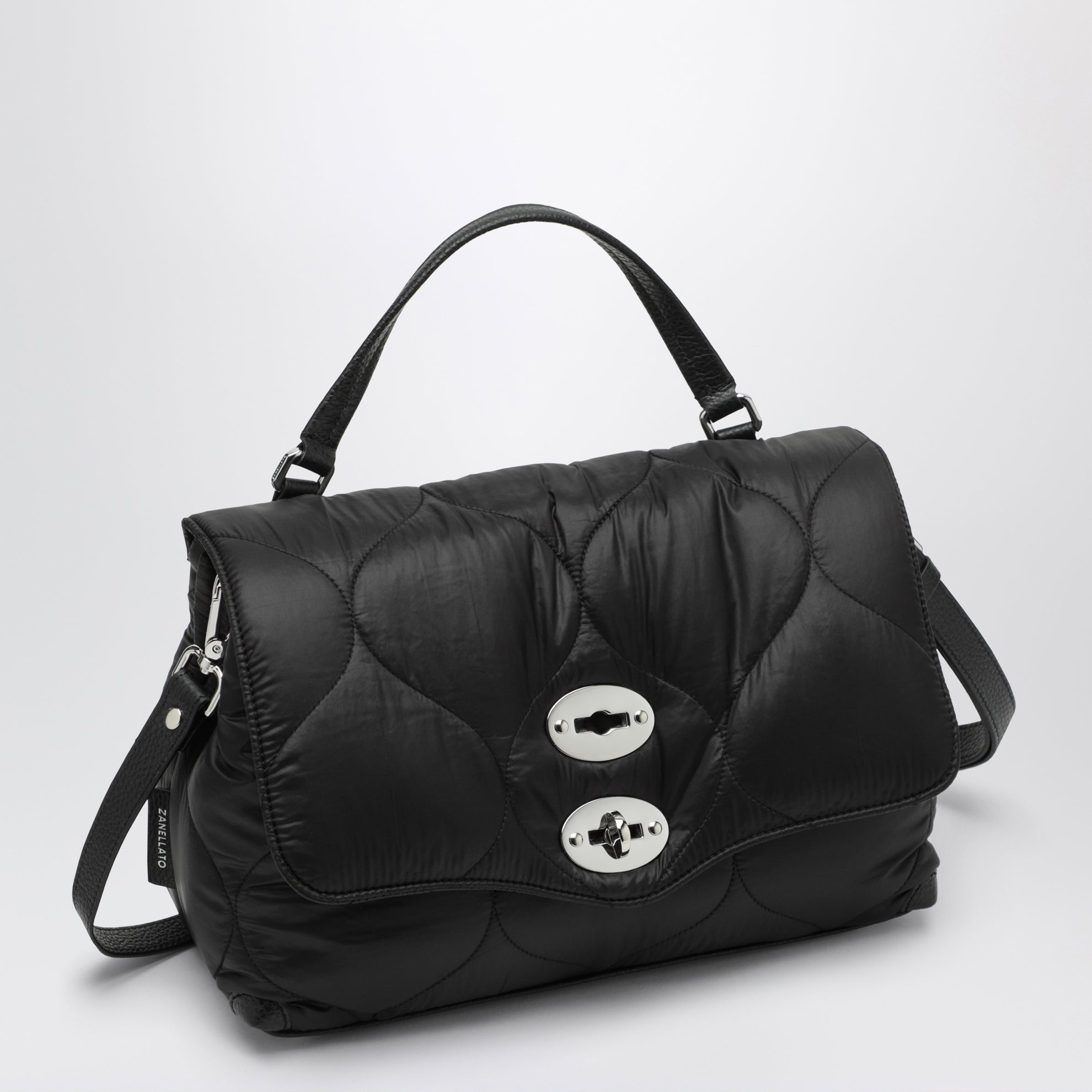 Borsa Postina piccola nera liquirizia in tessuto imbottito
