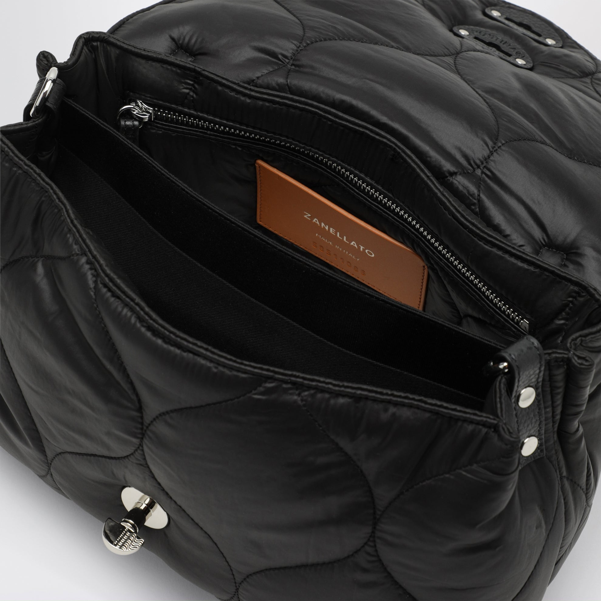Borsa Postina piccola nera liquirizia in tessuto imbottito