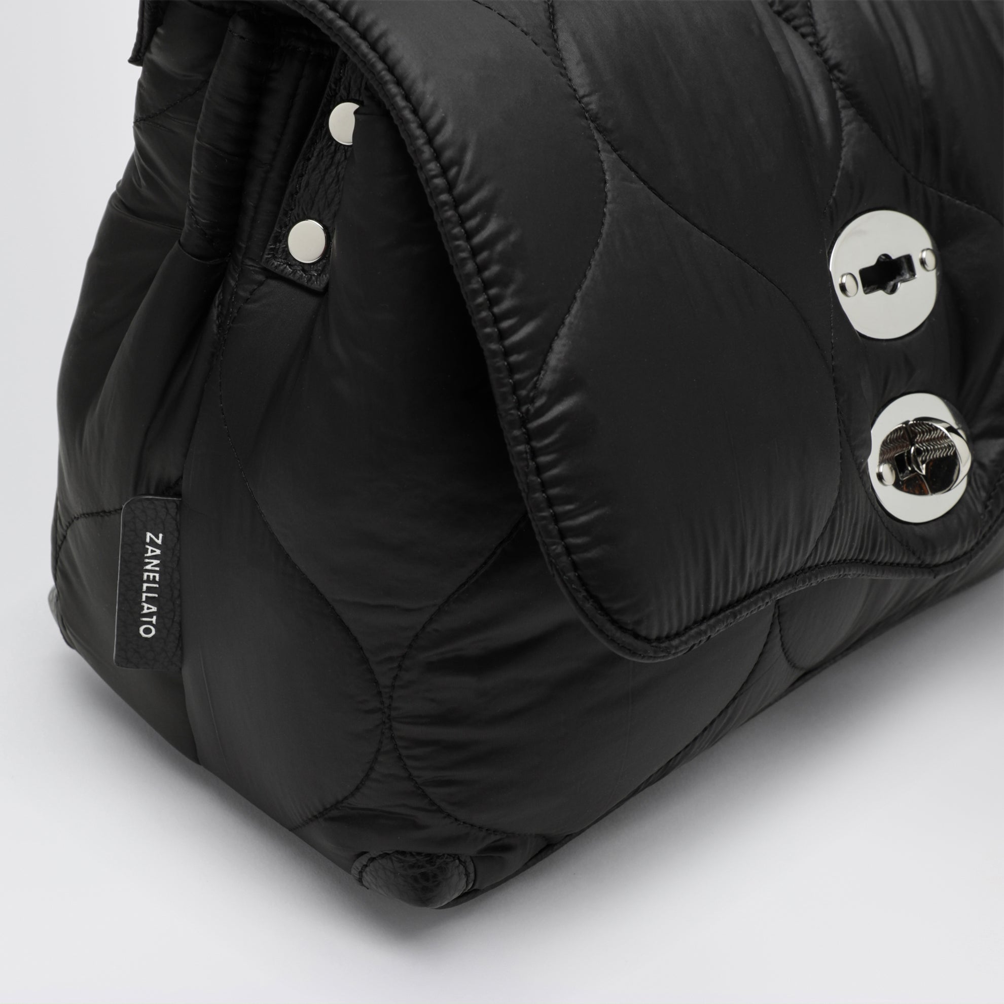 Borsa Postina piccola nera liquirizia in tessuto imbottito