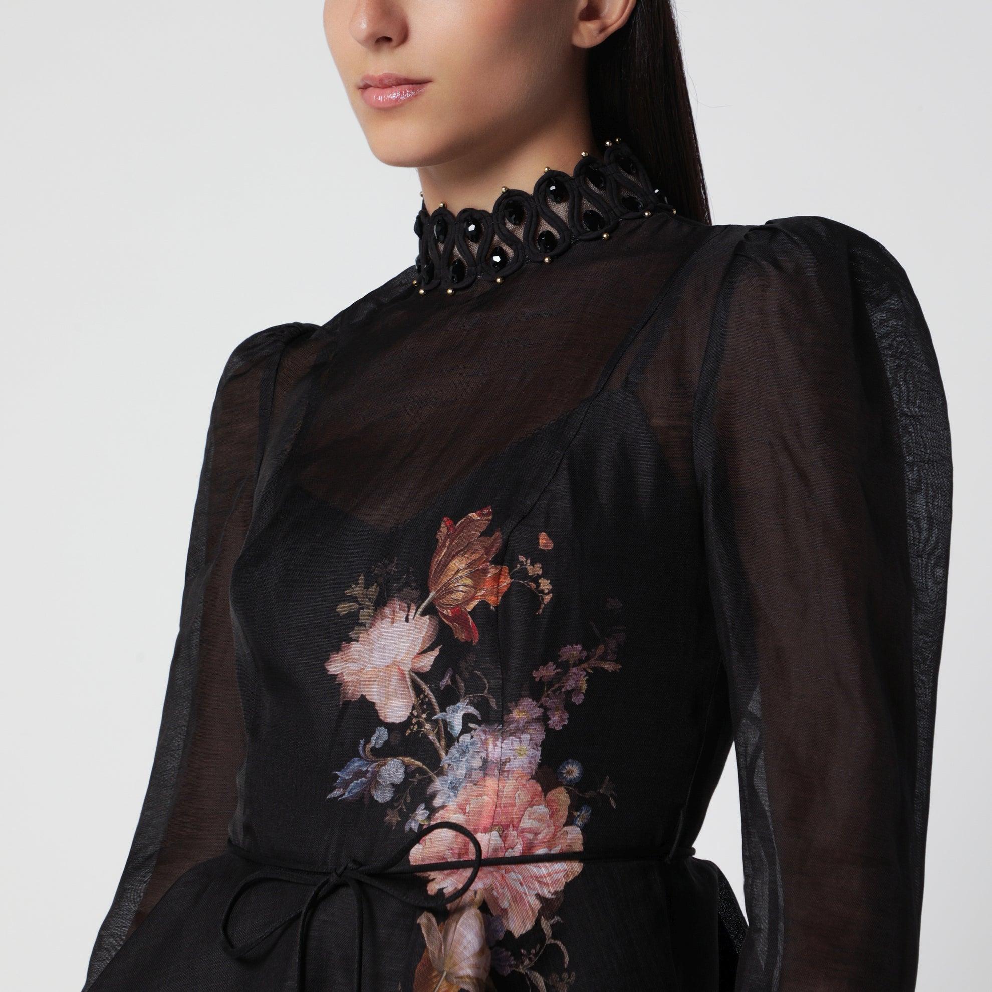 Mini-robe Valiant noire en lin et soie