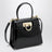 Small black leather top-handle bag with Gancini closure