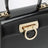 Small black leather top-handle bag with Gancini closure