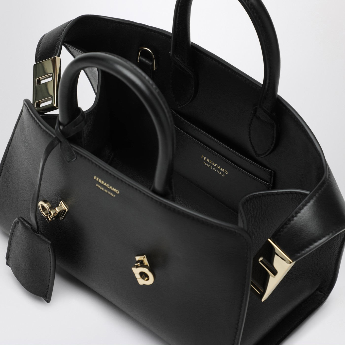 Mini Hug black leather handbag