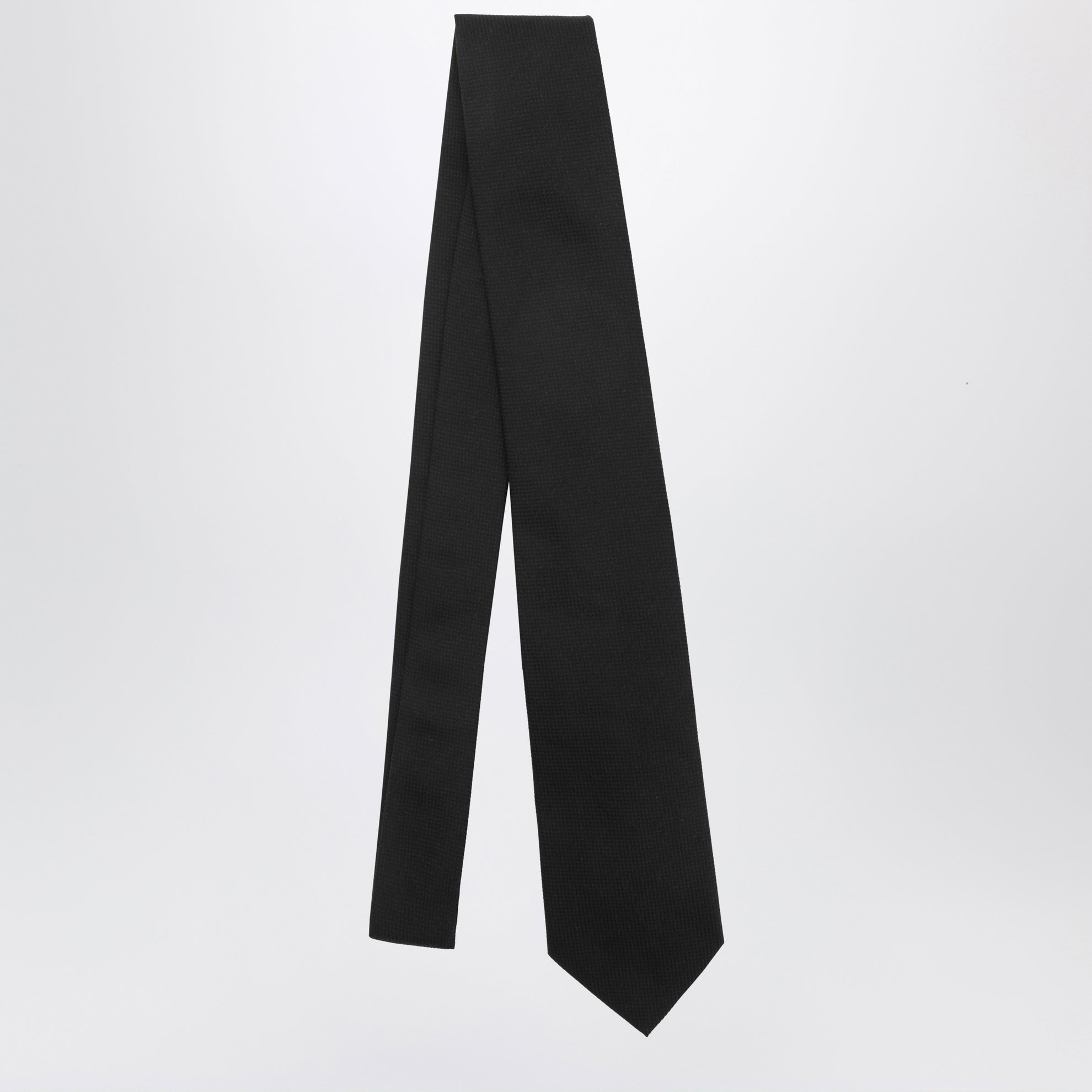 Cravatta jacquard nera in seta