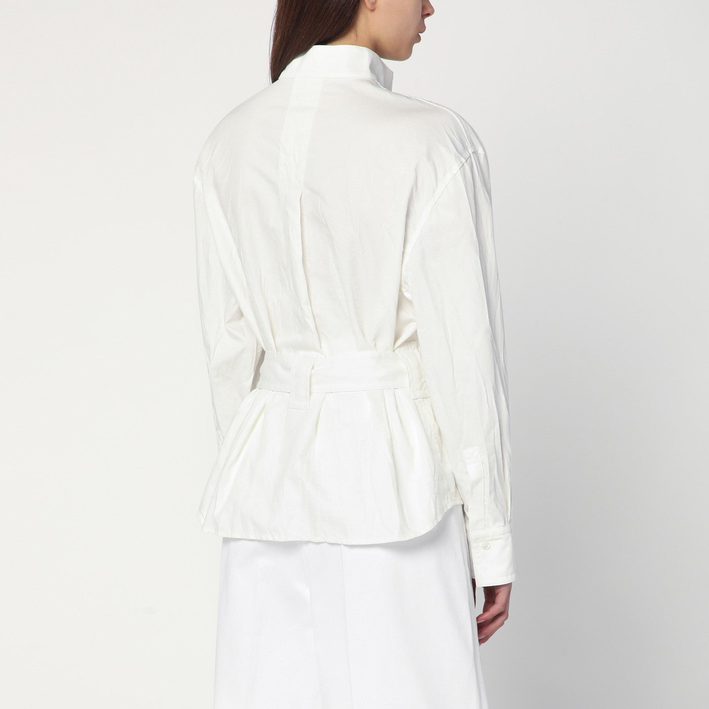 White belted shirt in cotton blend
