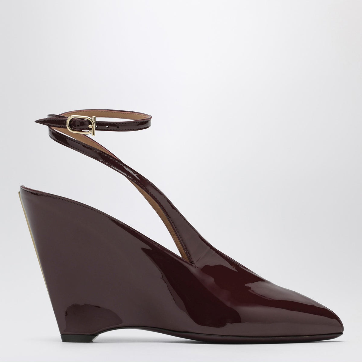 Sandalo peep toe con zeppa bordeaux