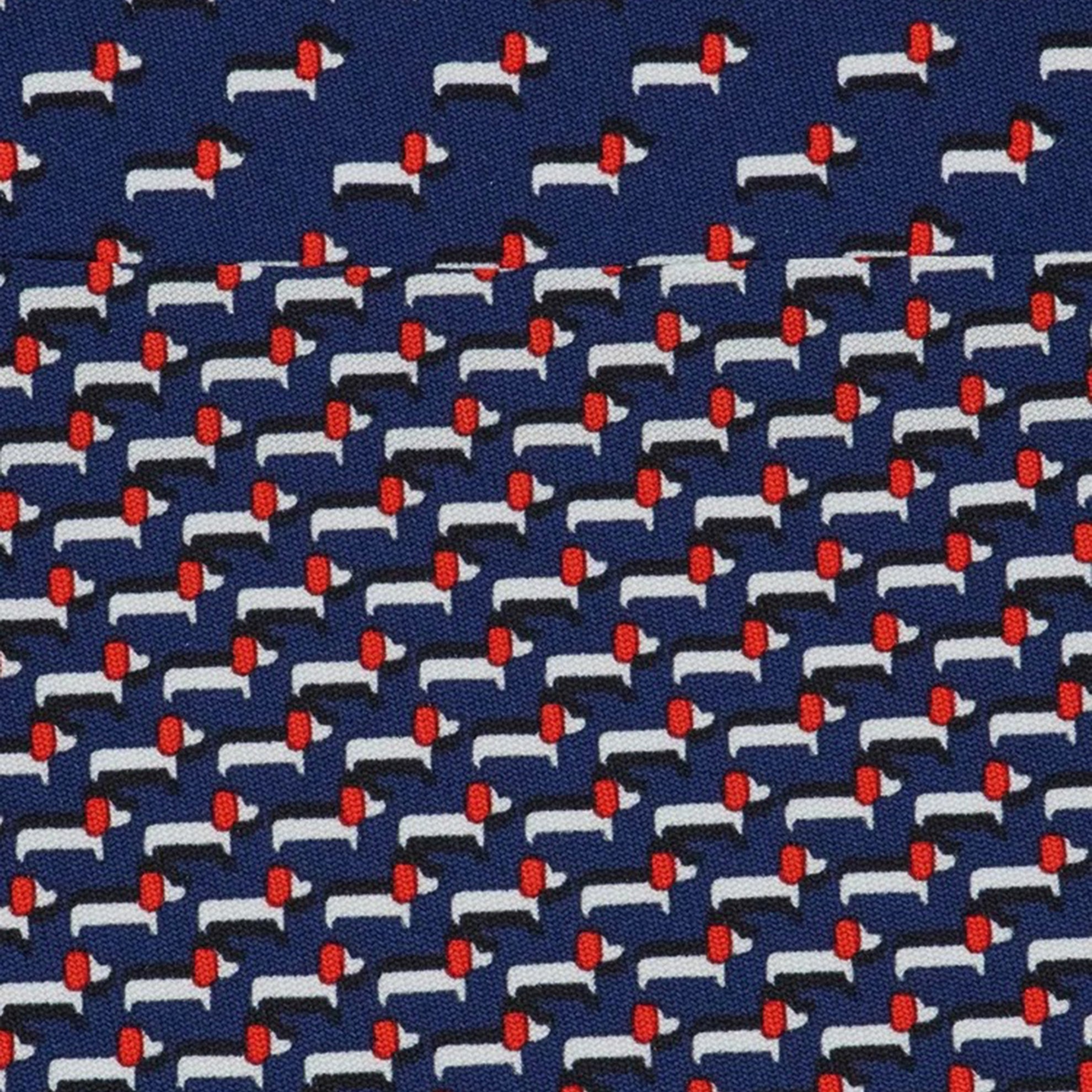 Navy Blue/Red Dachshund Print Silk Tie