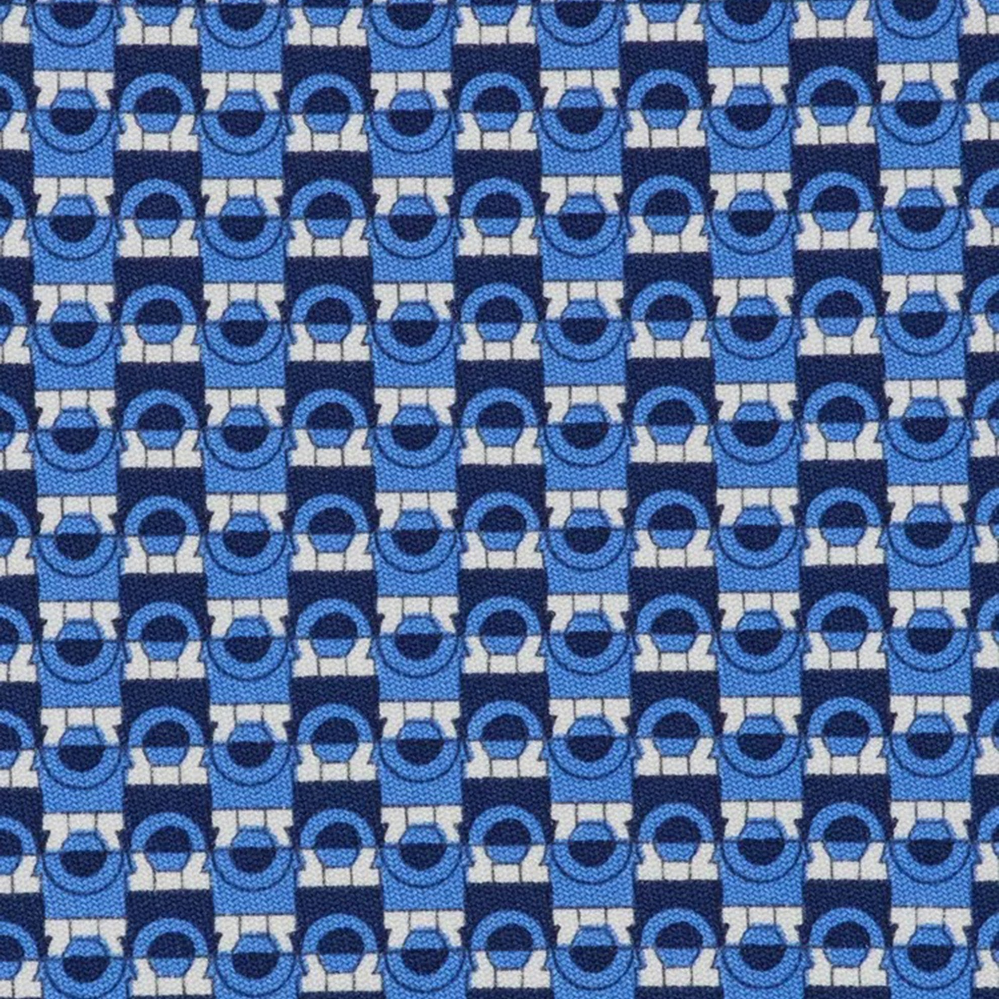 Blue/Light Blue Gancini Print Silk Tie