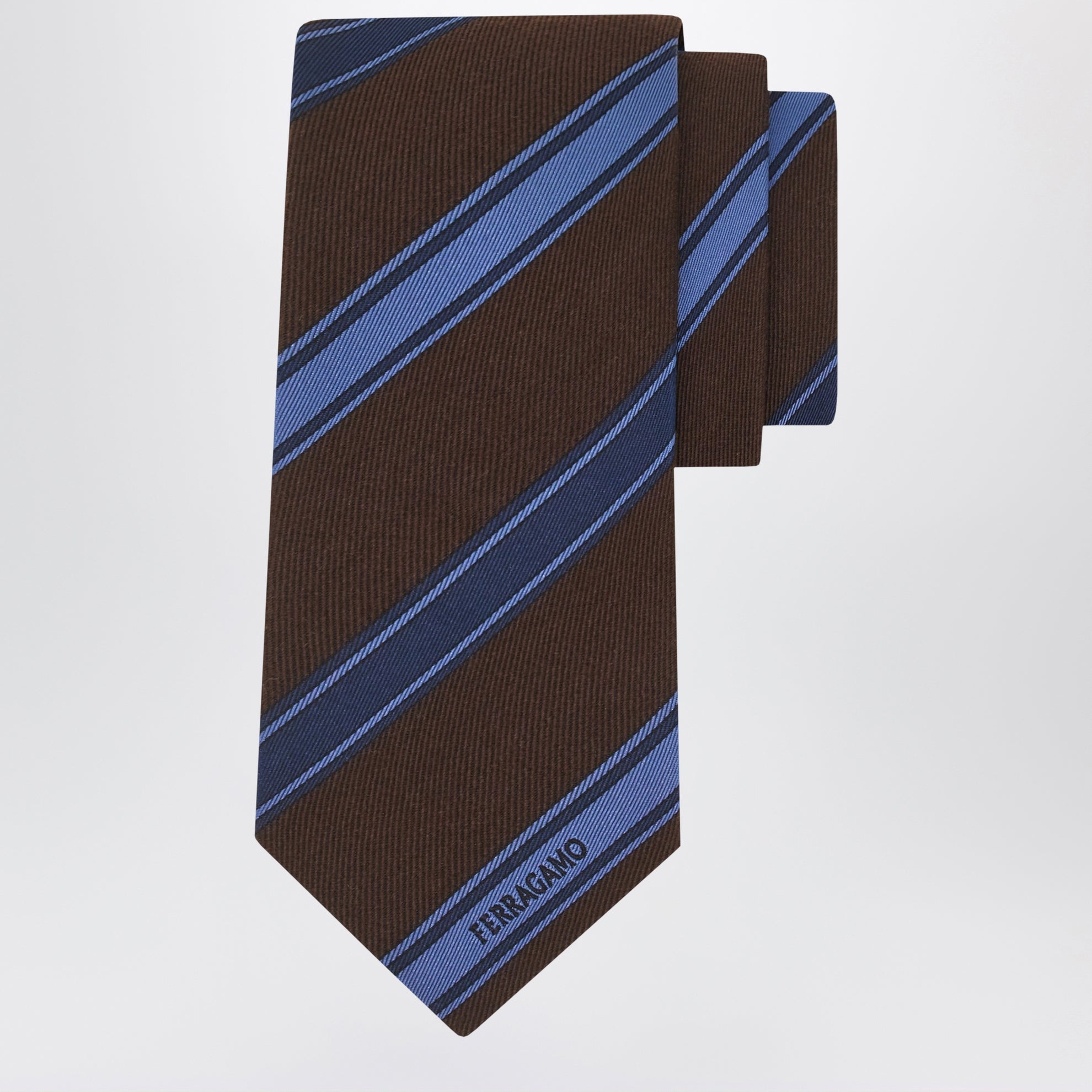 Cravate jacquard régimentaire marron/vert