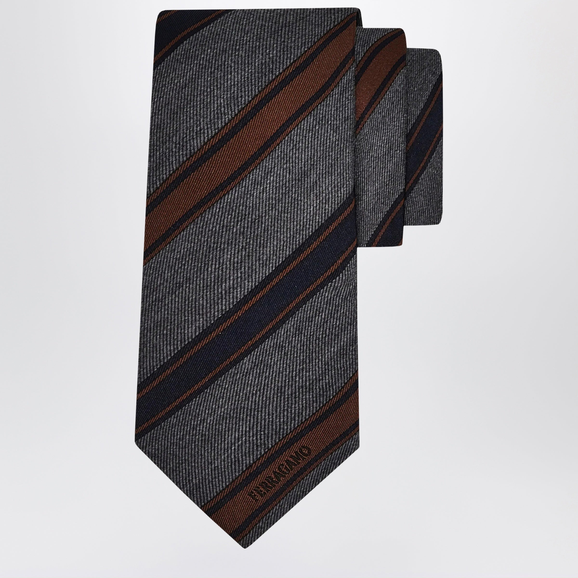 Ferragamo Grey/Bordeaux Regimental Jacquard Tie | TheDoubleF