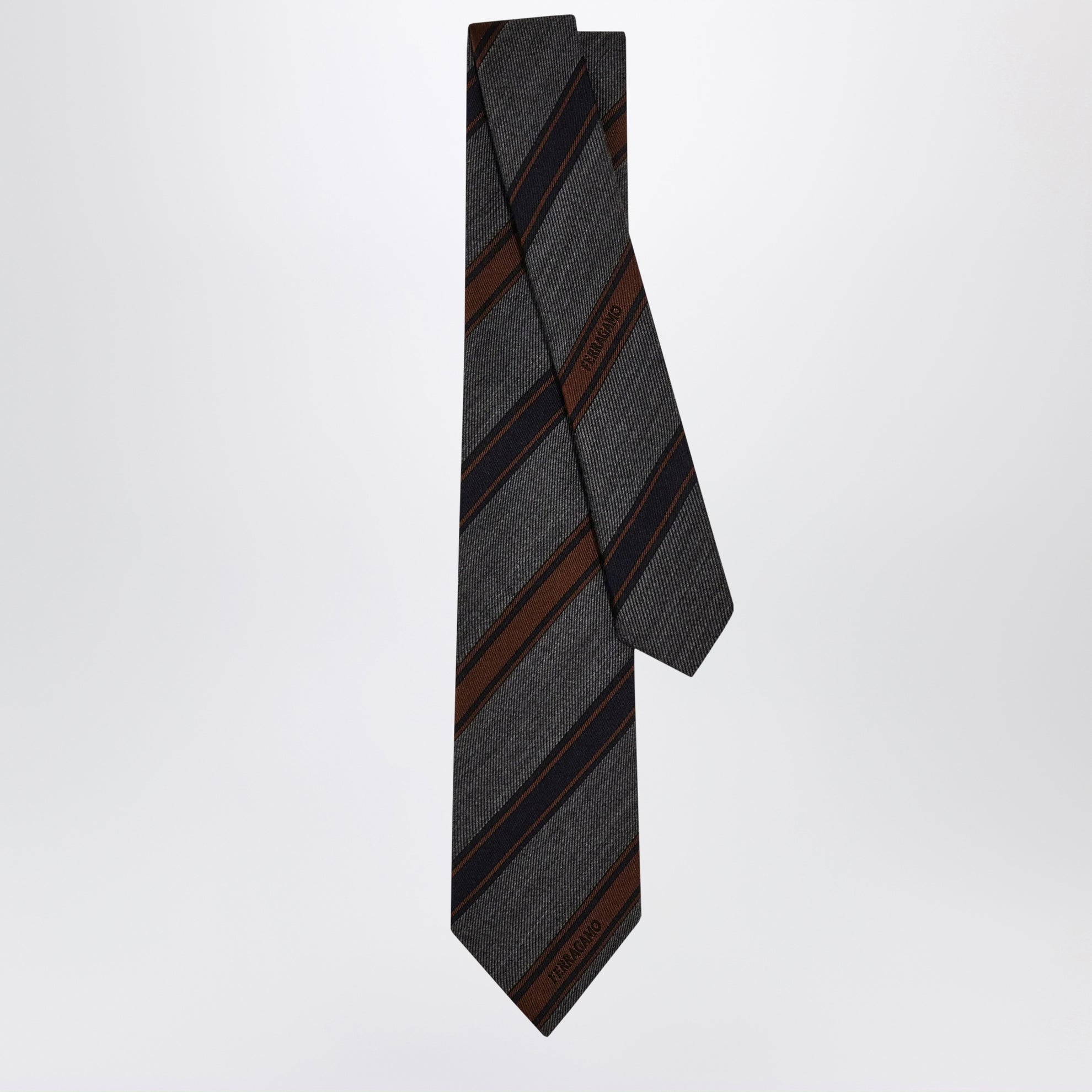 Grey/Bordeaux Regimental Jacquard Tie