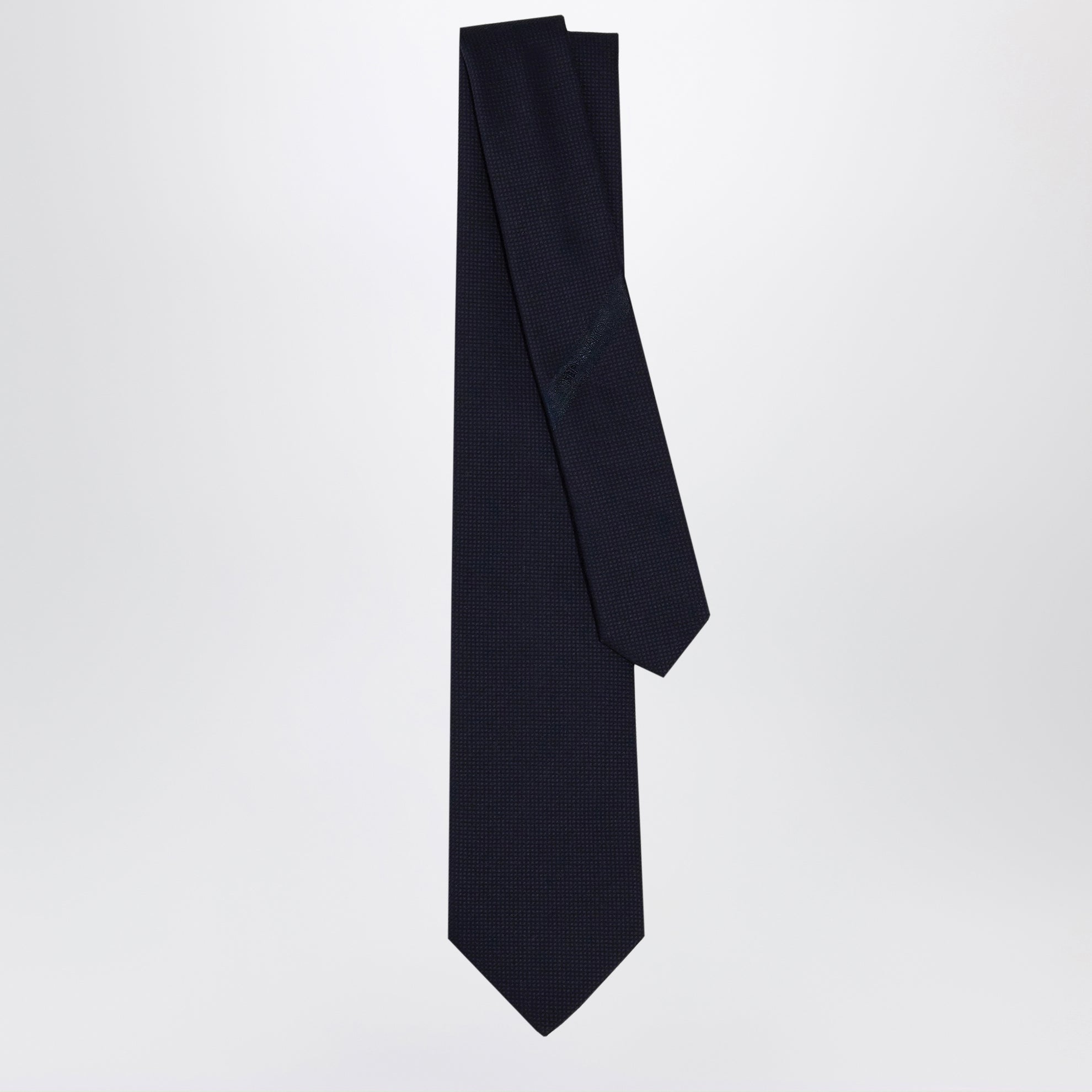 Cravatta in seta e cotone piquet blu navy