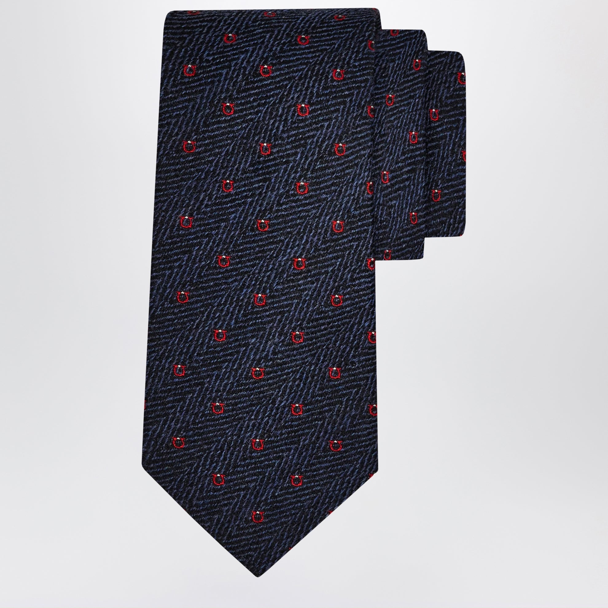 Cravatta Gancini Chevron blu navy / rosso
