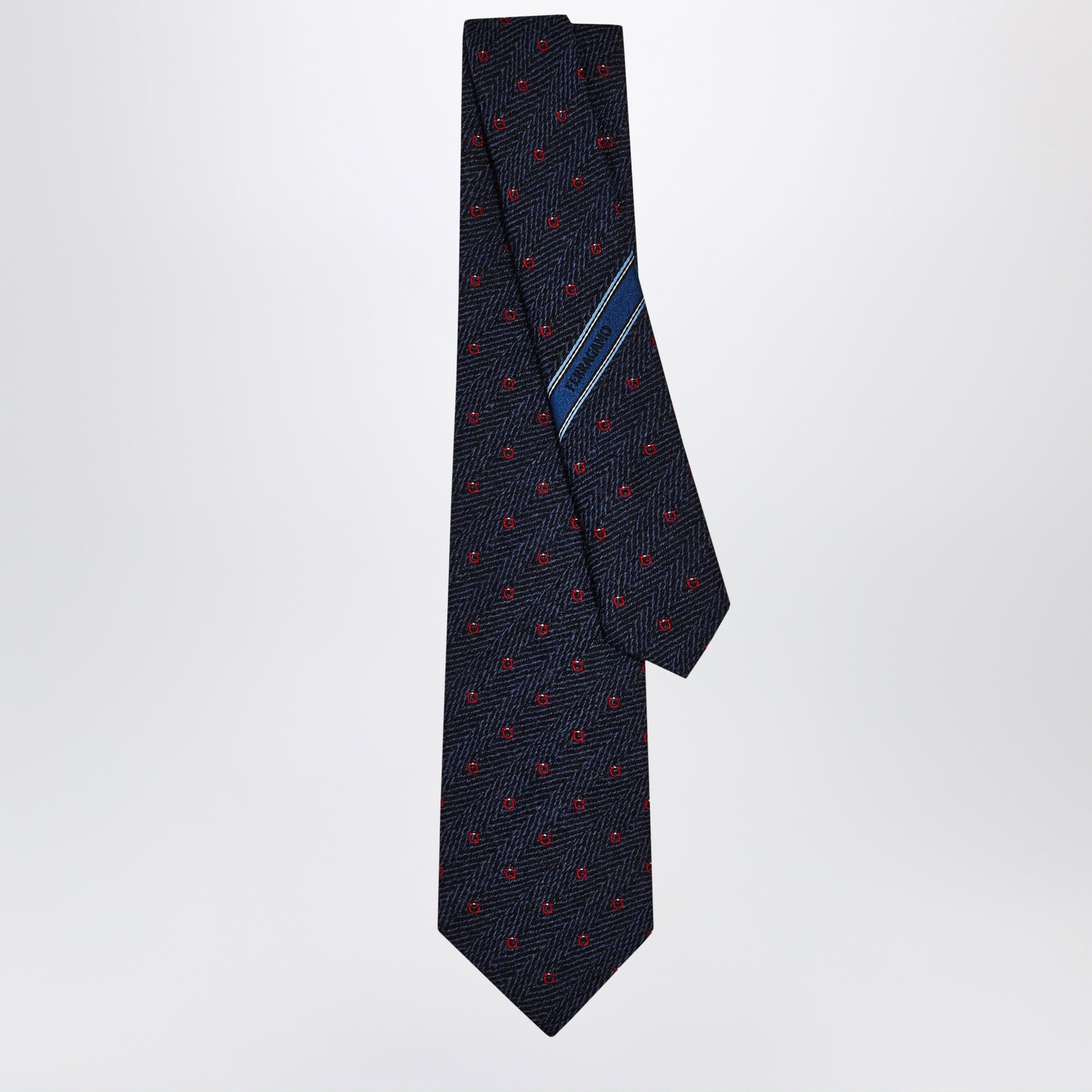 Cravatta Gancini Chevron blu navy / rosso
