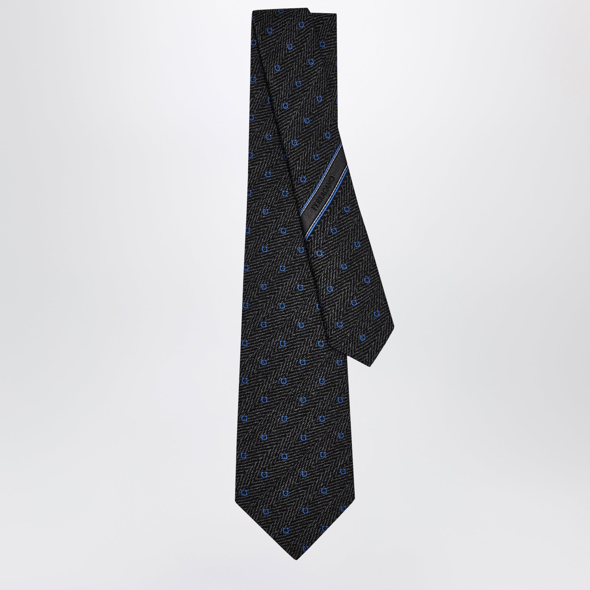 Cravatta Gancini Chevron grigio / azzurro