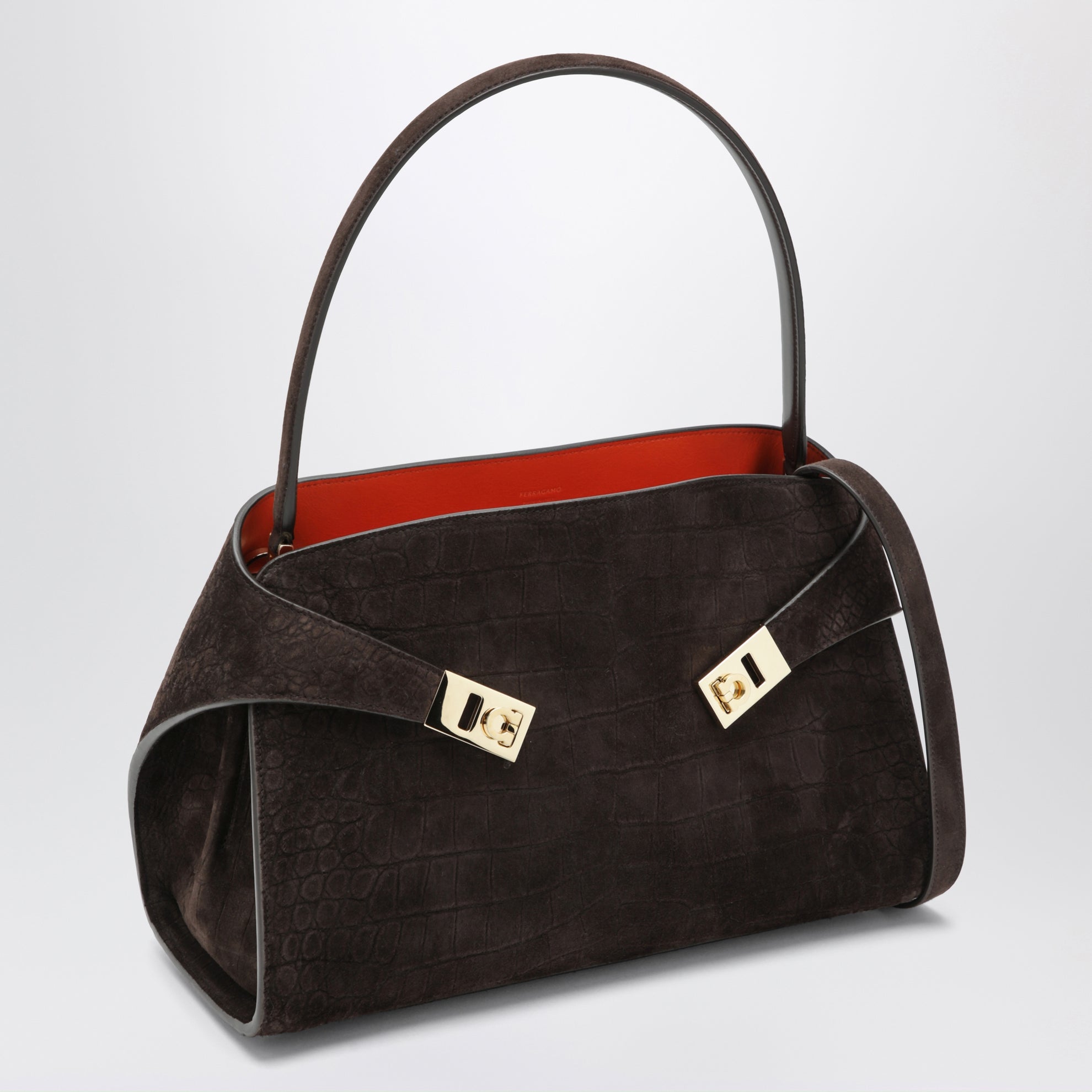 Hug Soft M shoulder bag in Natural crocodile-effect