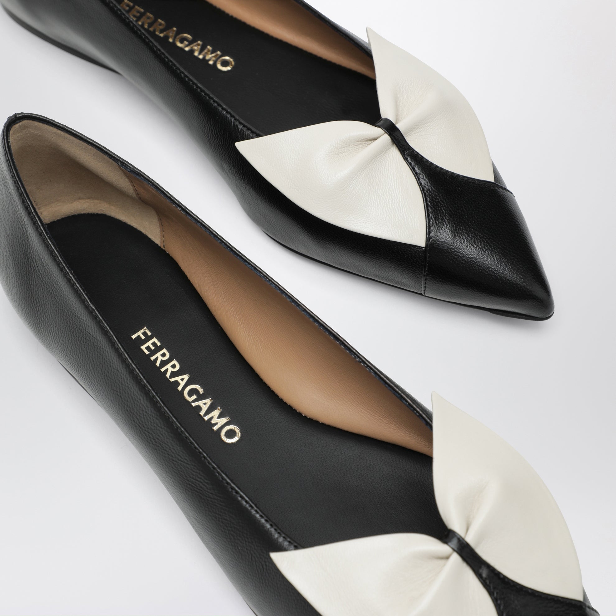Soft bow ballerina flats Black/Mascarpone