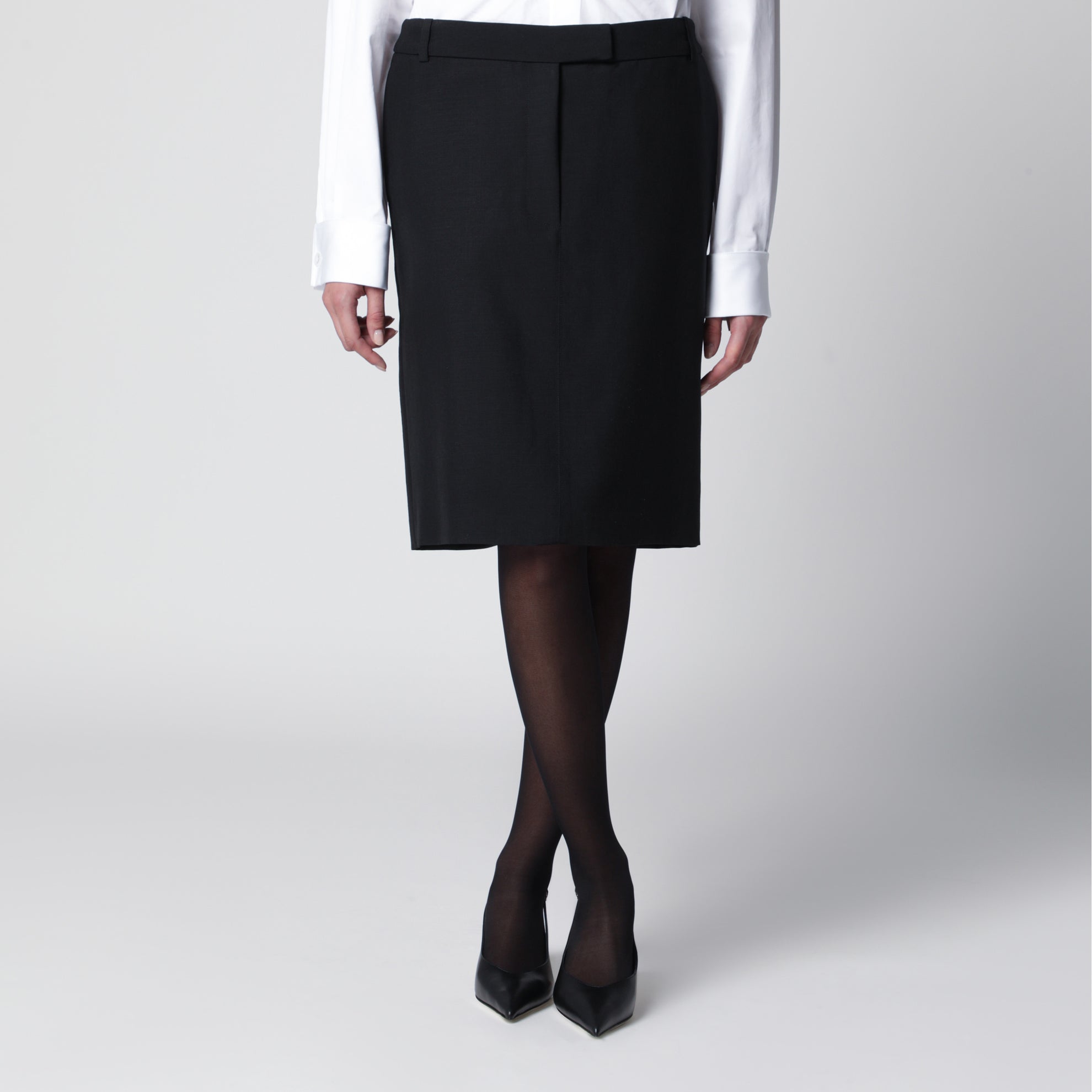 Black wool and mohair skirt