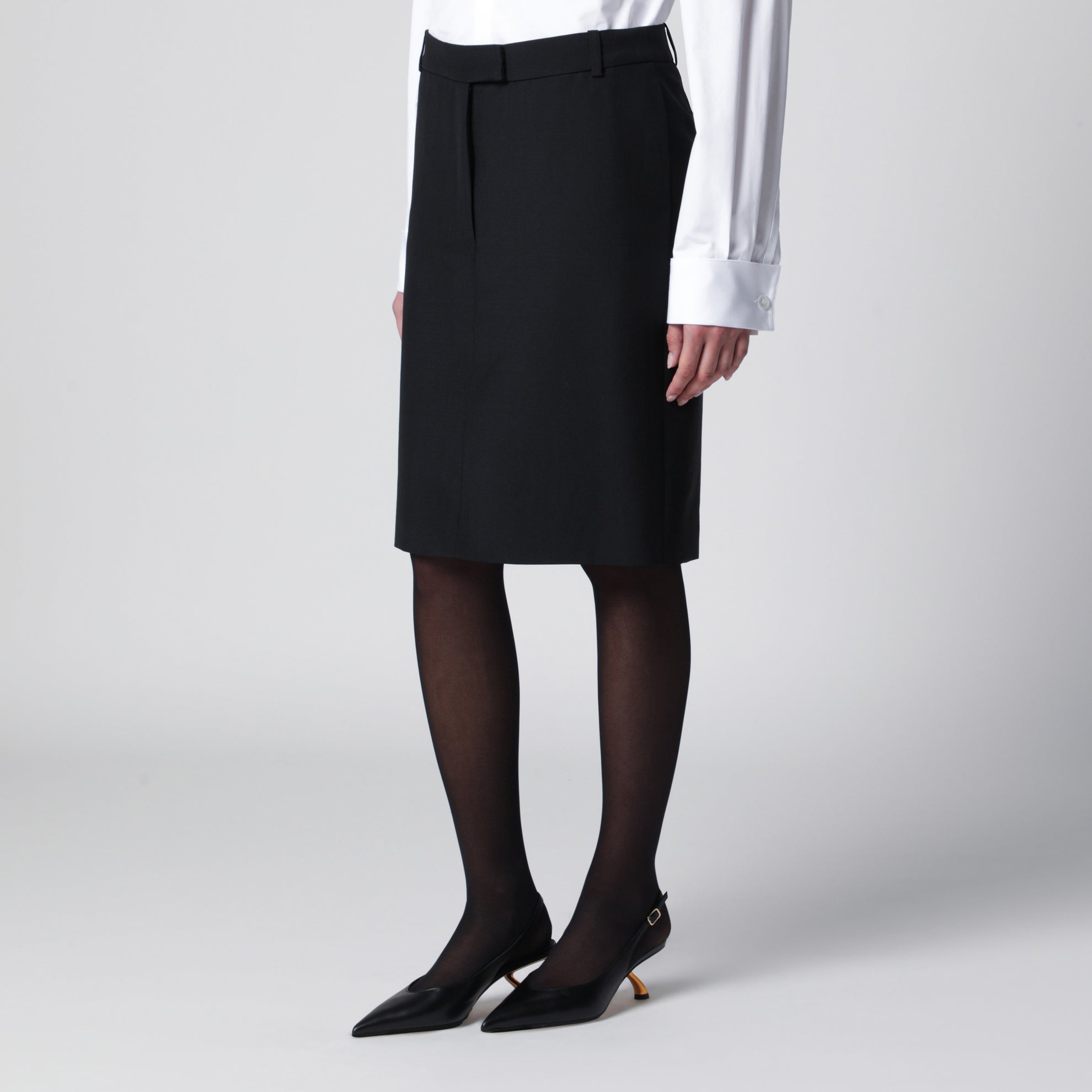 Black wool and mohair skirt
