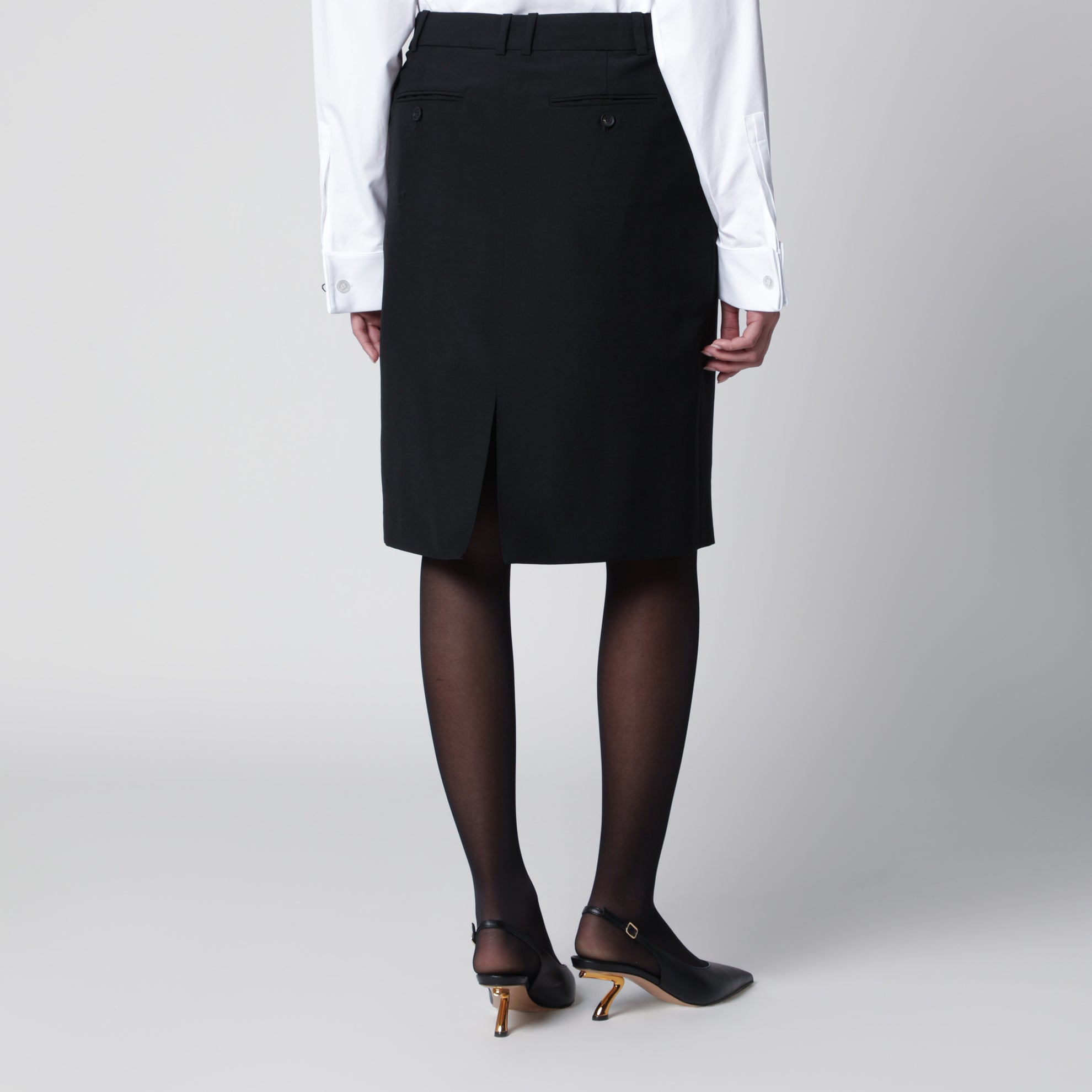Black wool and mohair skirt