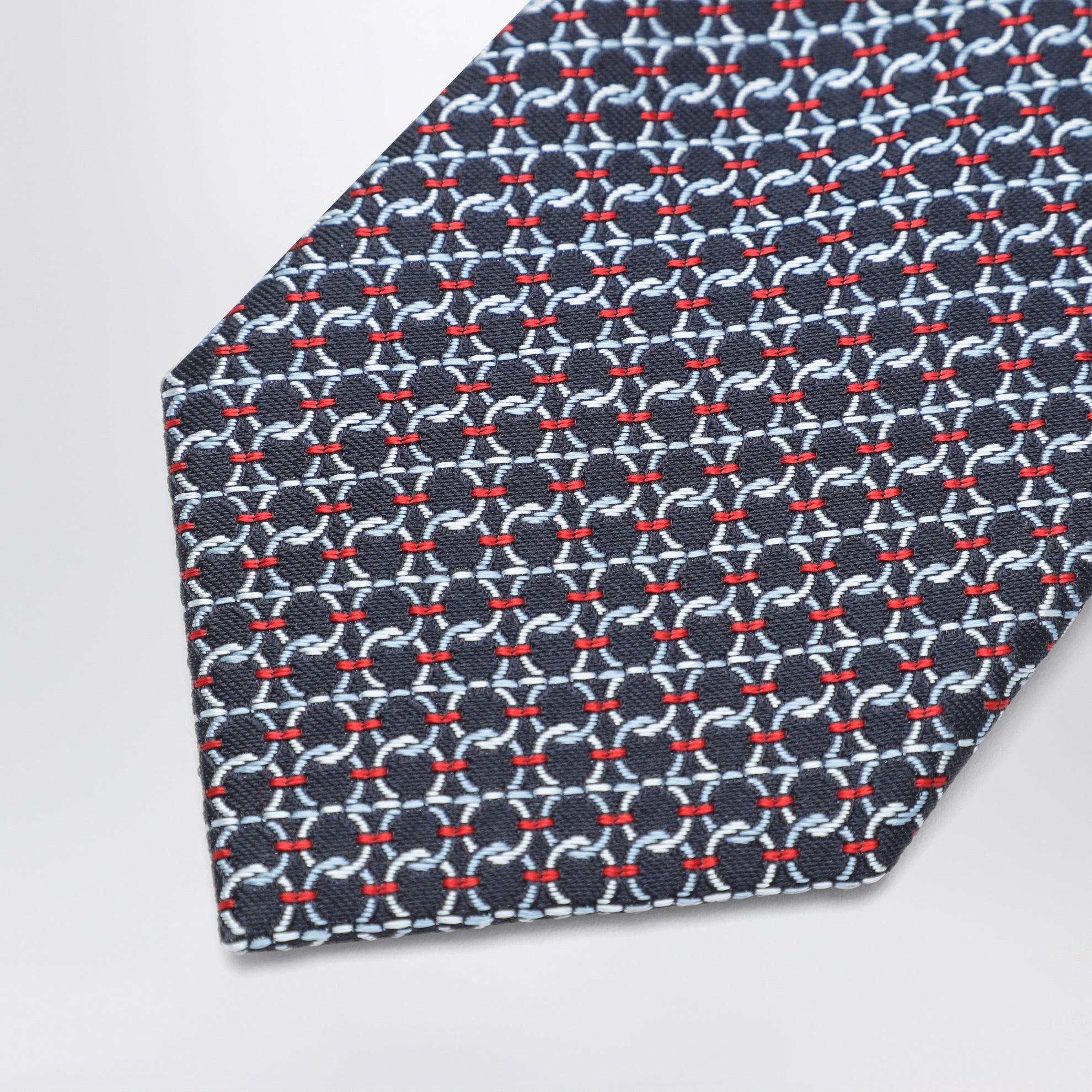 Dark blue Gancini silk jacquard tie