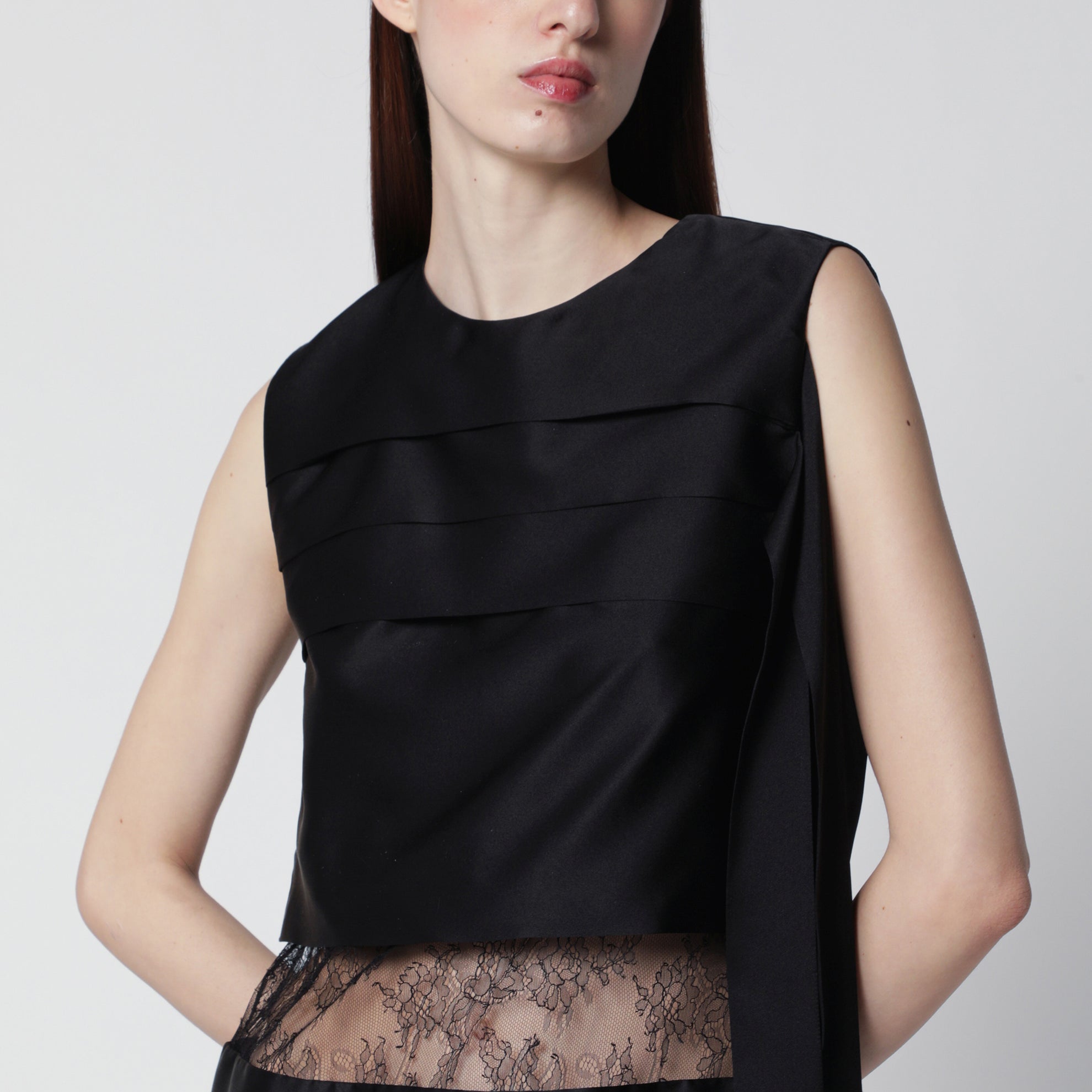 Black mini dress with lace