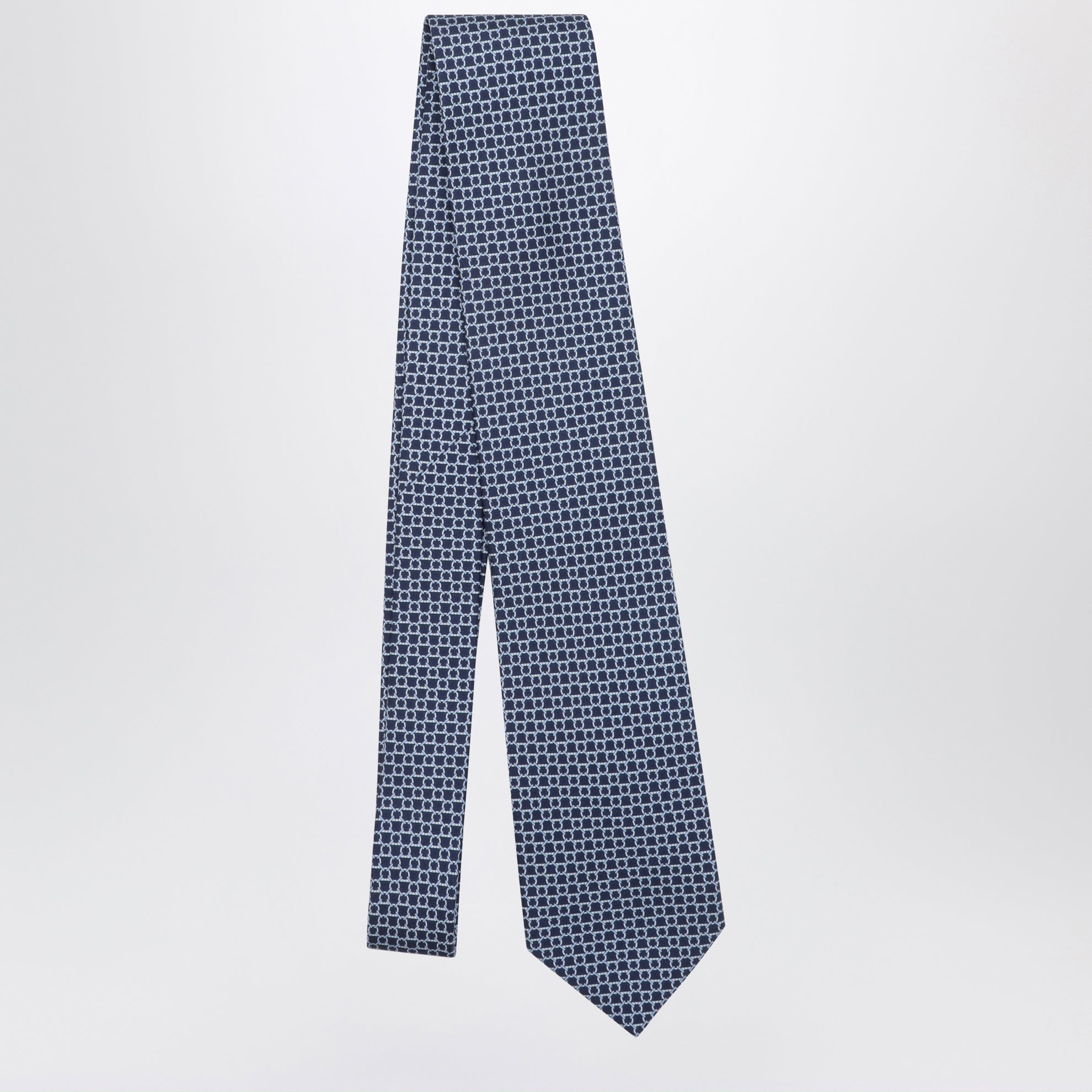 Blue Gancini silk jacquard tie