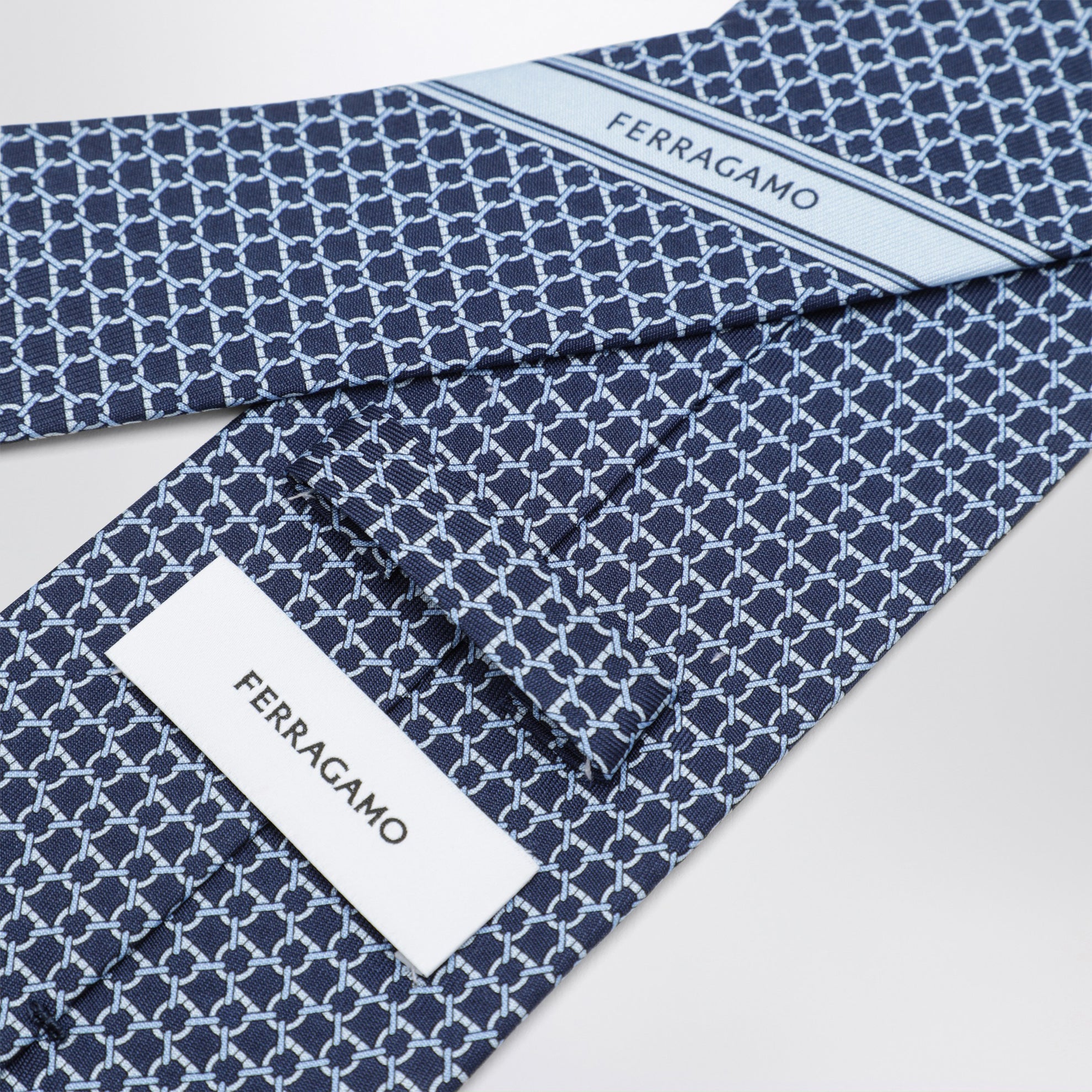 Blue Gancini silk jacquard tie