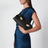 Hug East-West black/burgundy calfskin shoulder bag