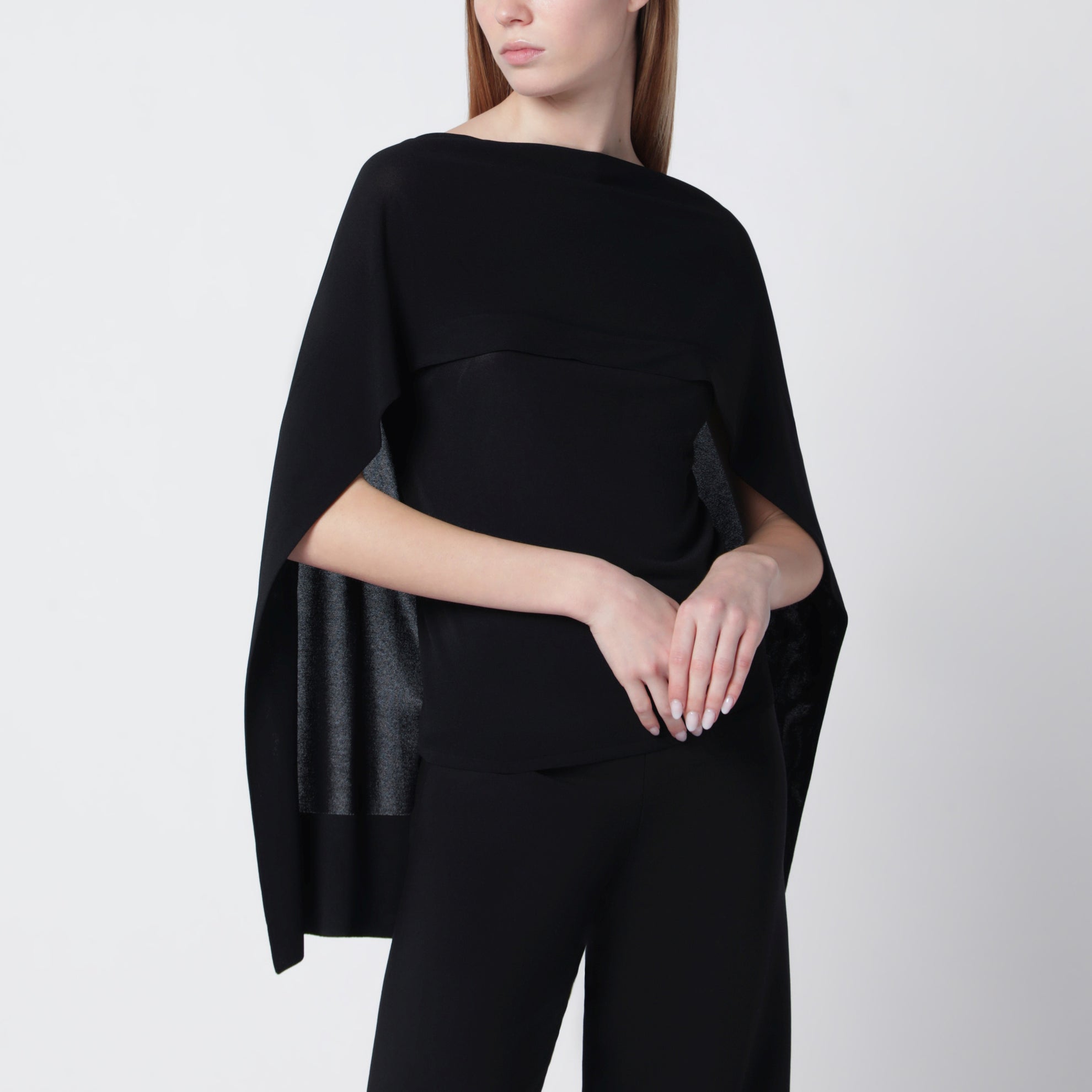 Black top with chiffon sleeves