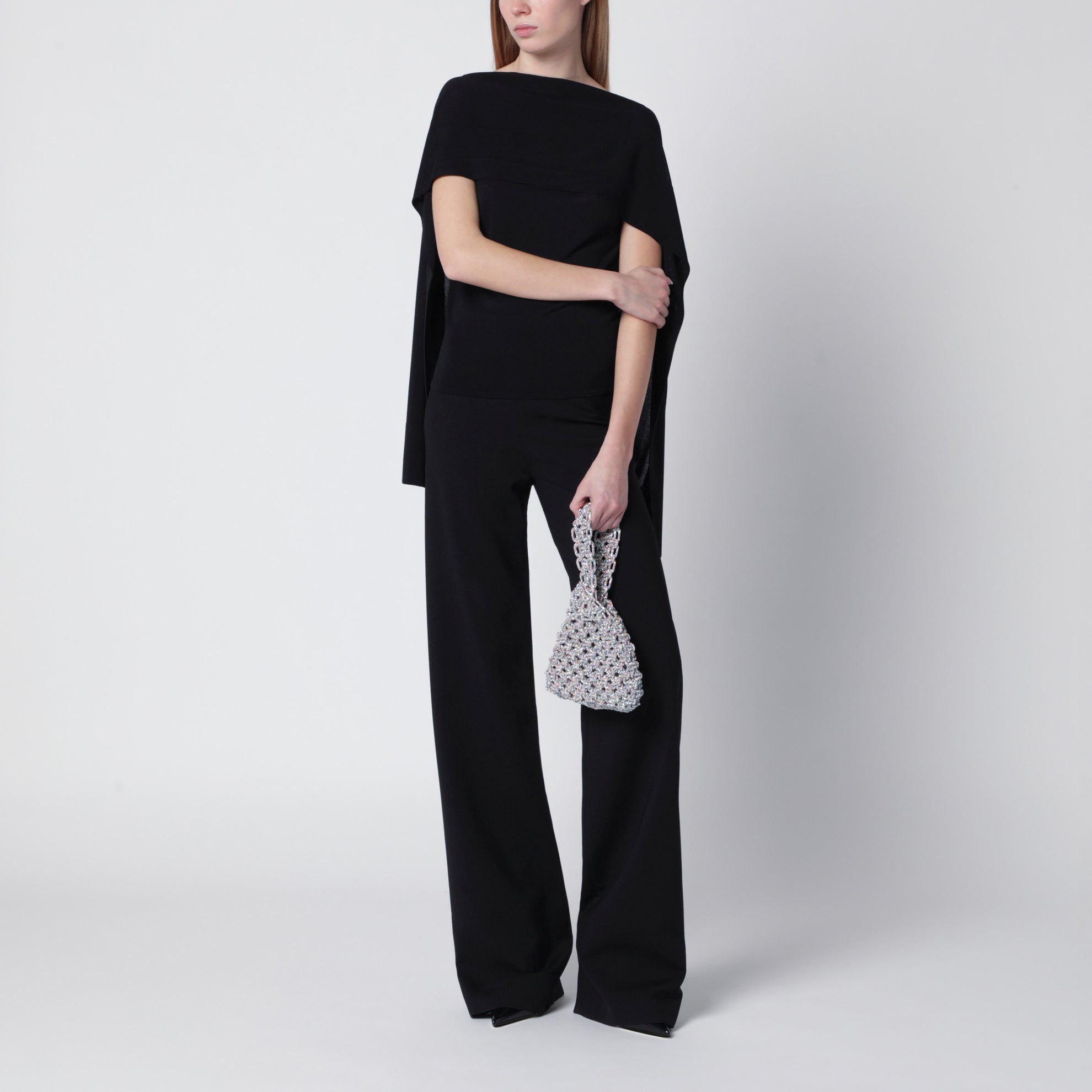 Black top with chiffon sleeves