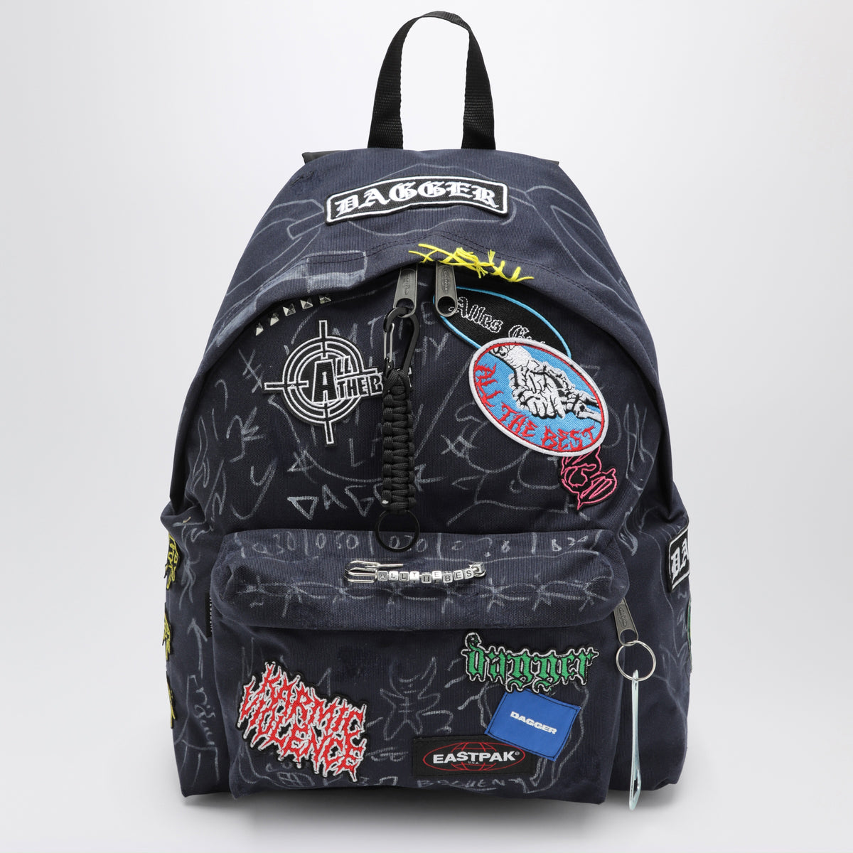 Zaino Punk Bag blu notte con grafiche e charm