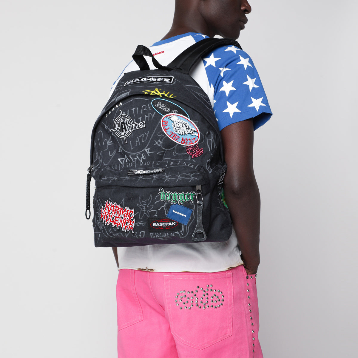 Zaino Punk Bag blu notte con grafiche e charm