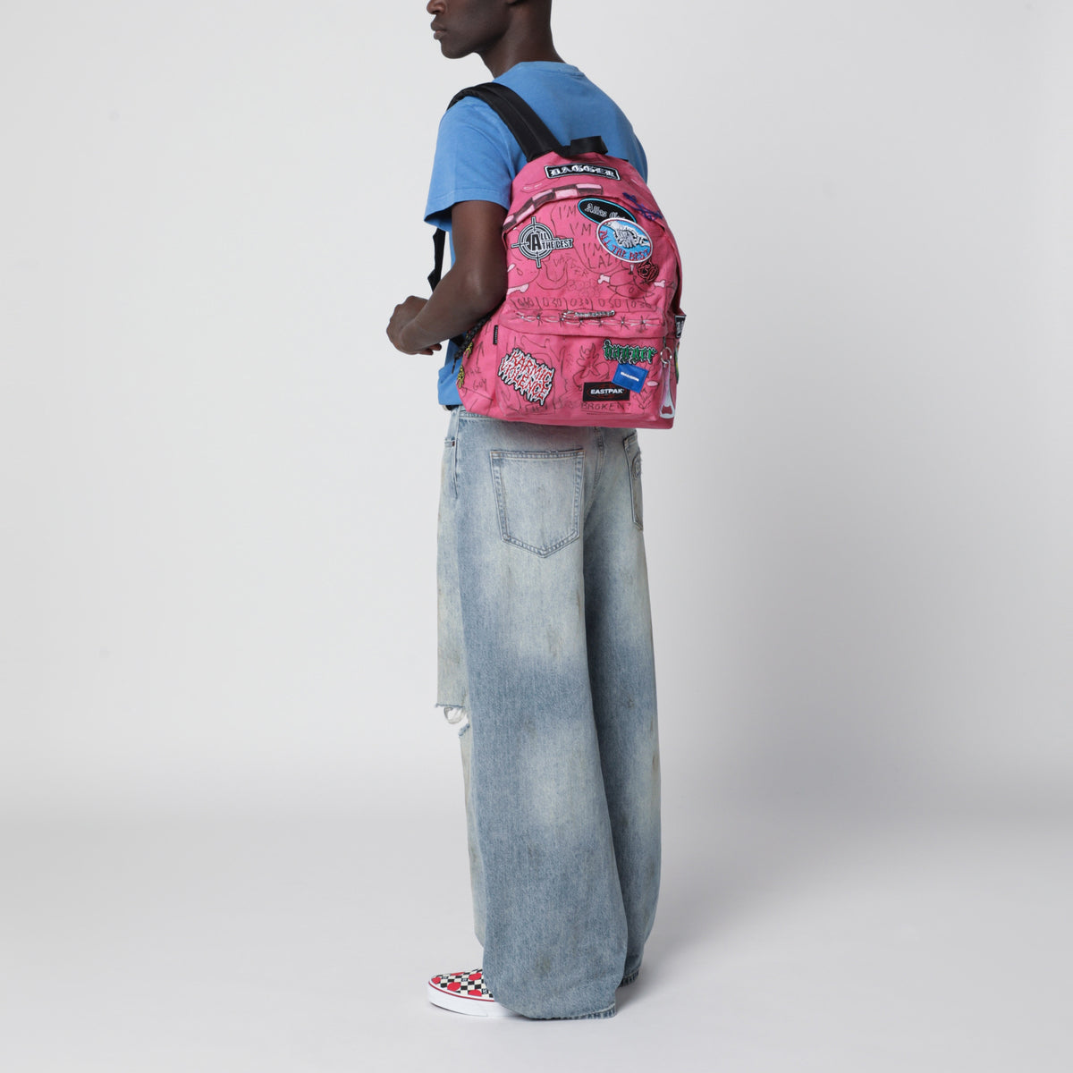 Pink Punk Bag backpack with graphics and charms
