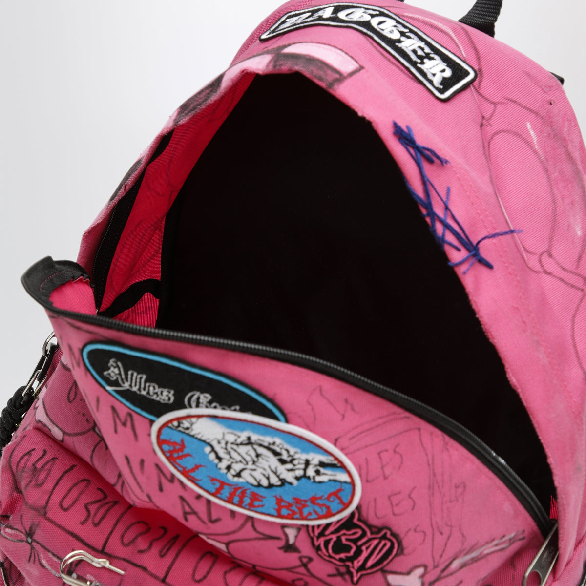 Pink Punk Bag backpack with graphics and charms