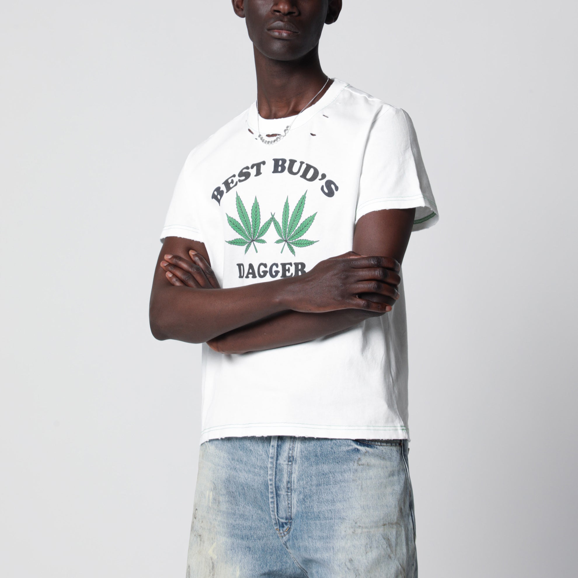 White “Best Bud’s” distressed T-shirt