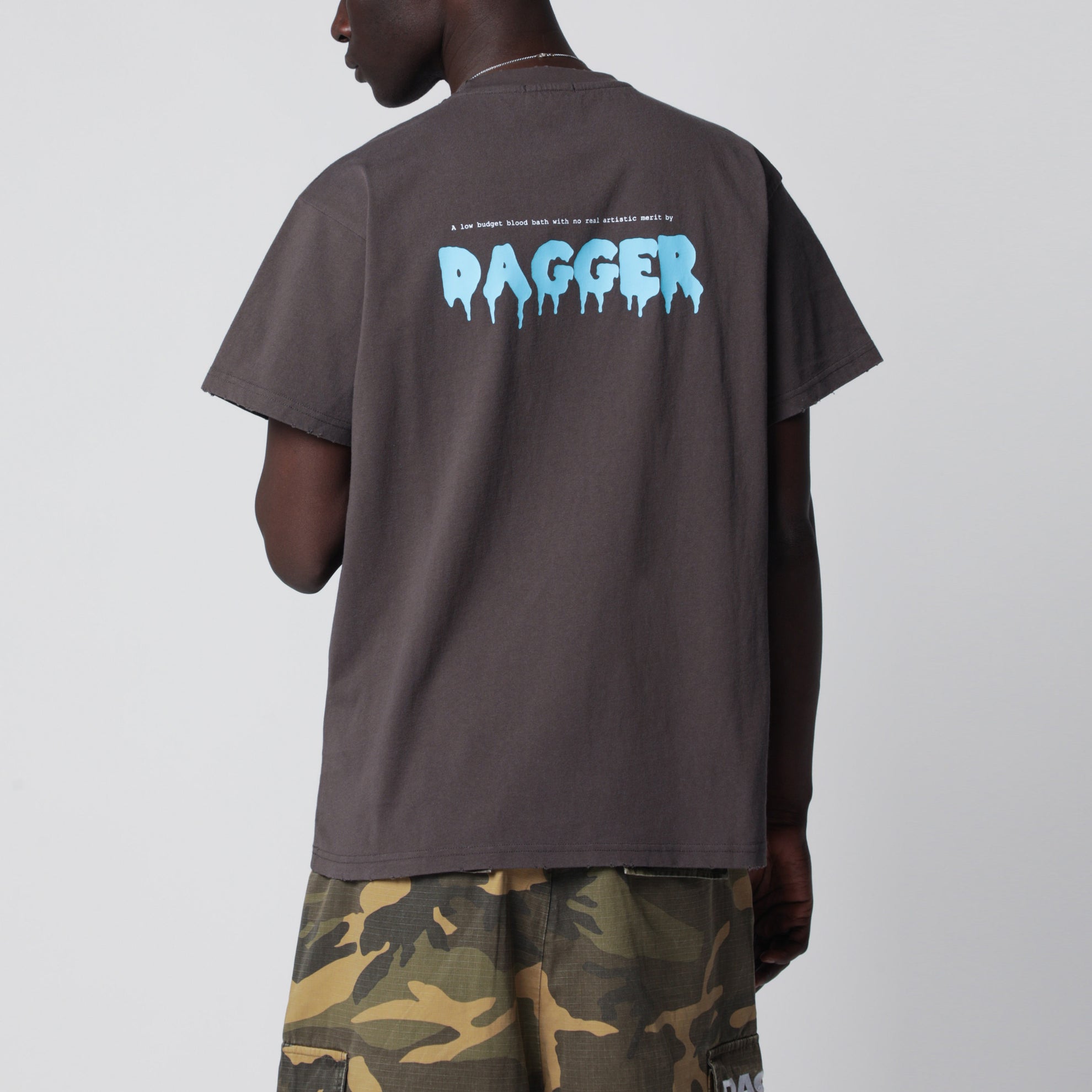 Grey washed “Dead or Alive” distressed T-shirt
