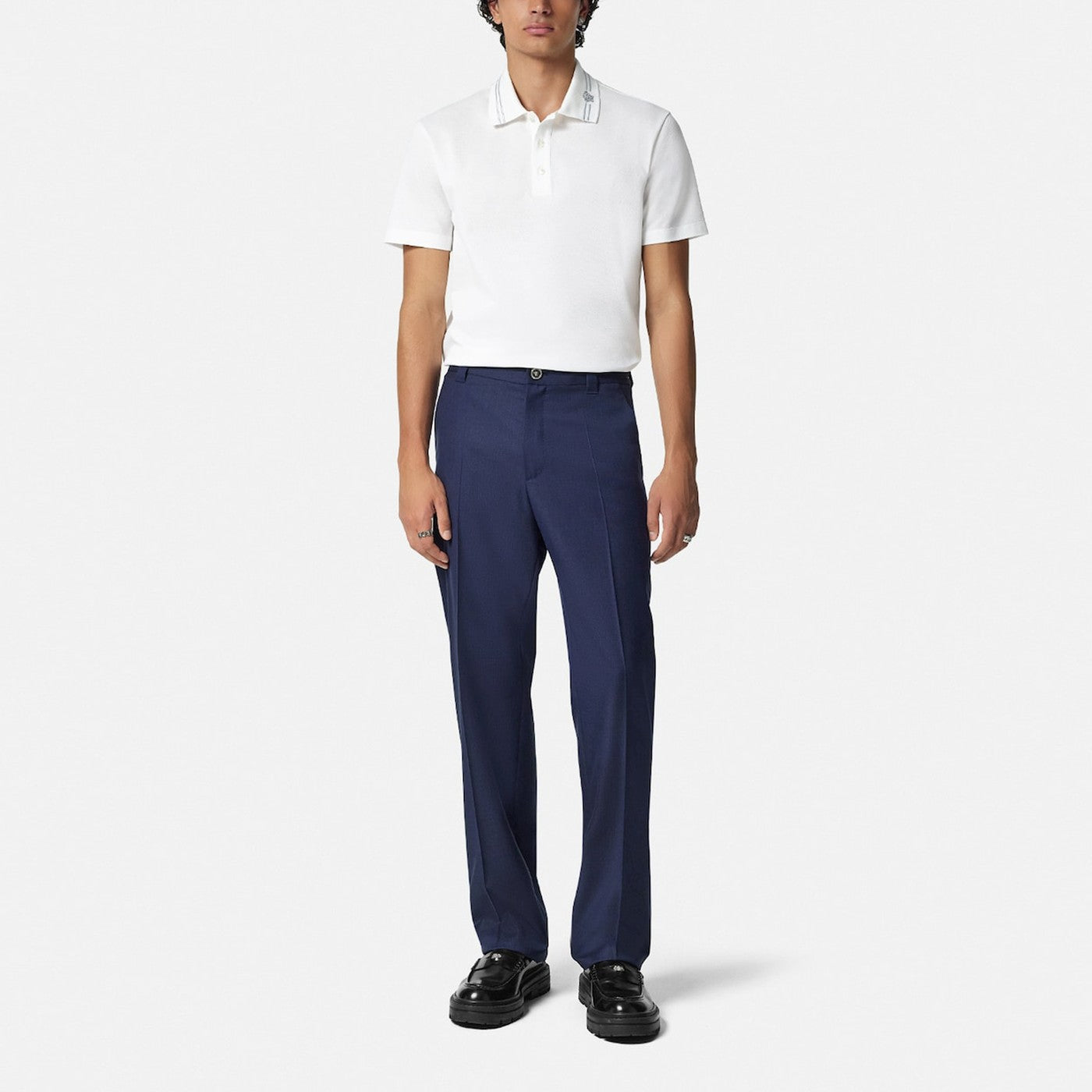 White polo shirt with Medusa embroidery