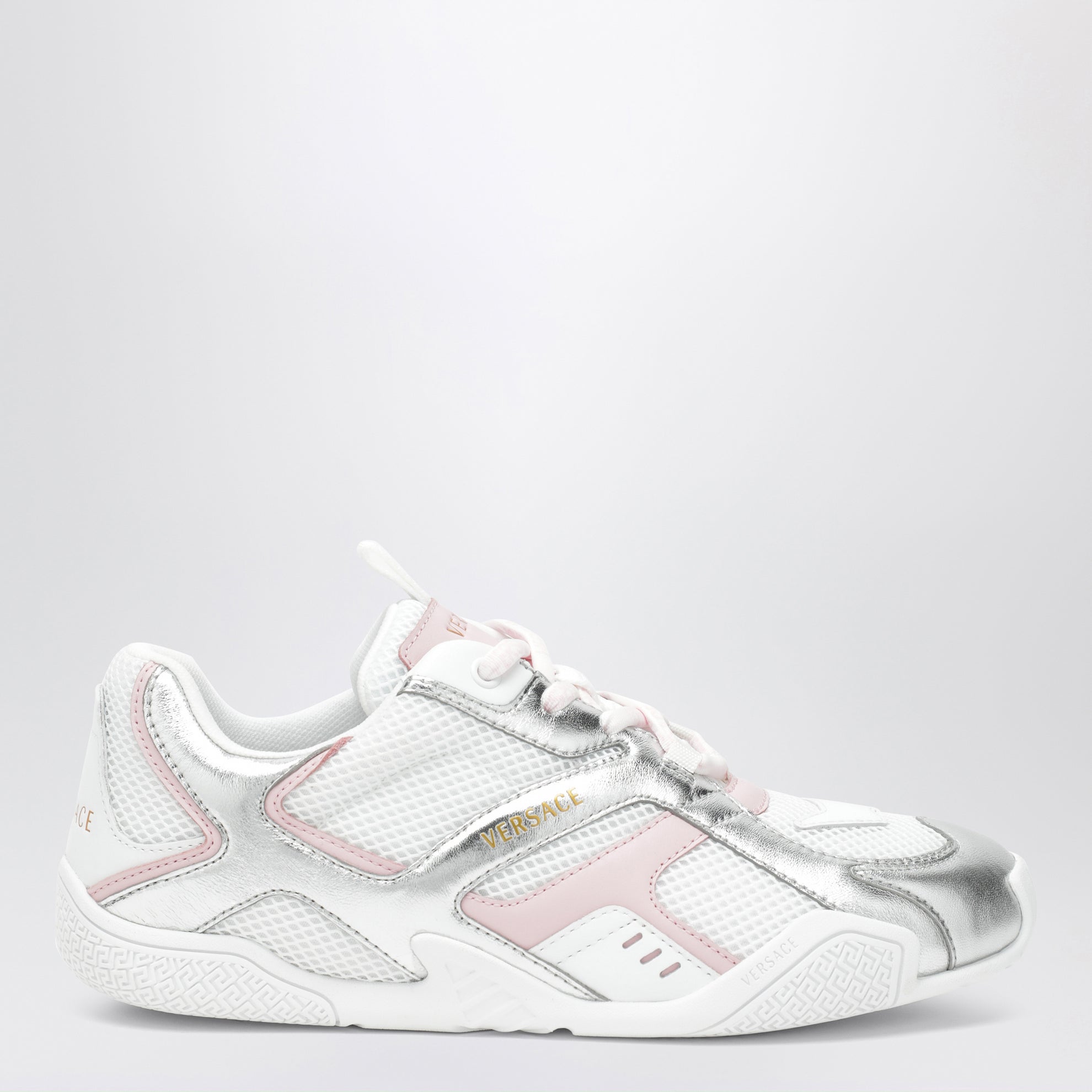 Galaxia silver mesh and leather sneakers