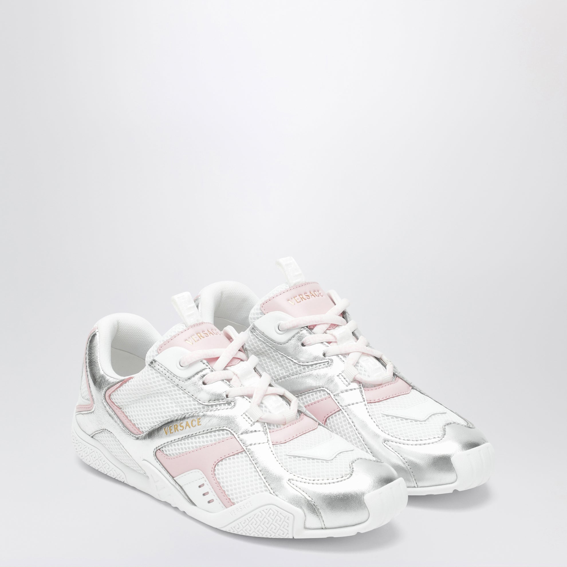 Galaxia silver mesh and leather sneakers