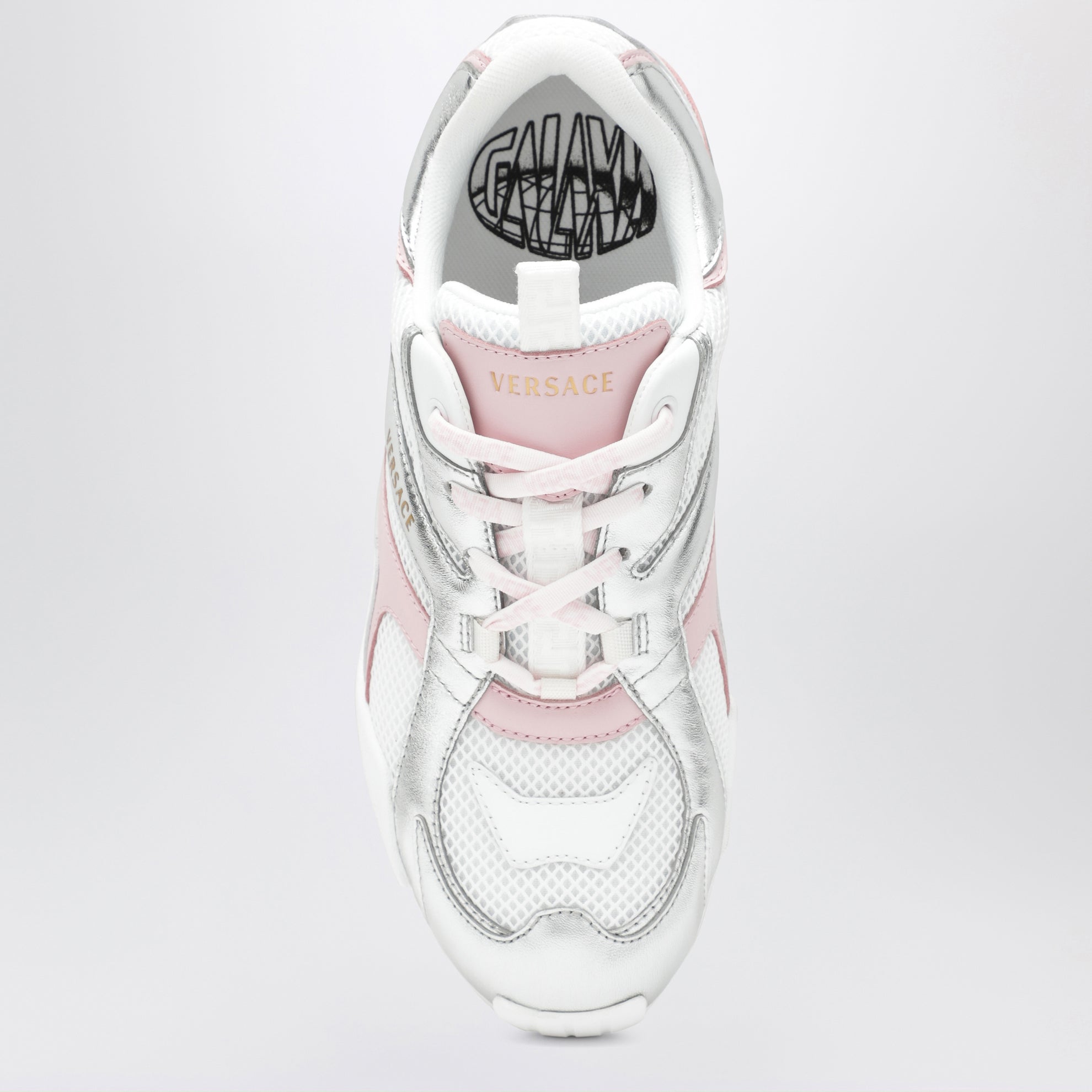 Galaxia silver mesh and leather sneakers