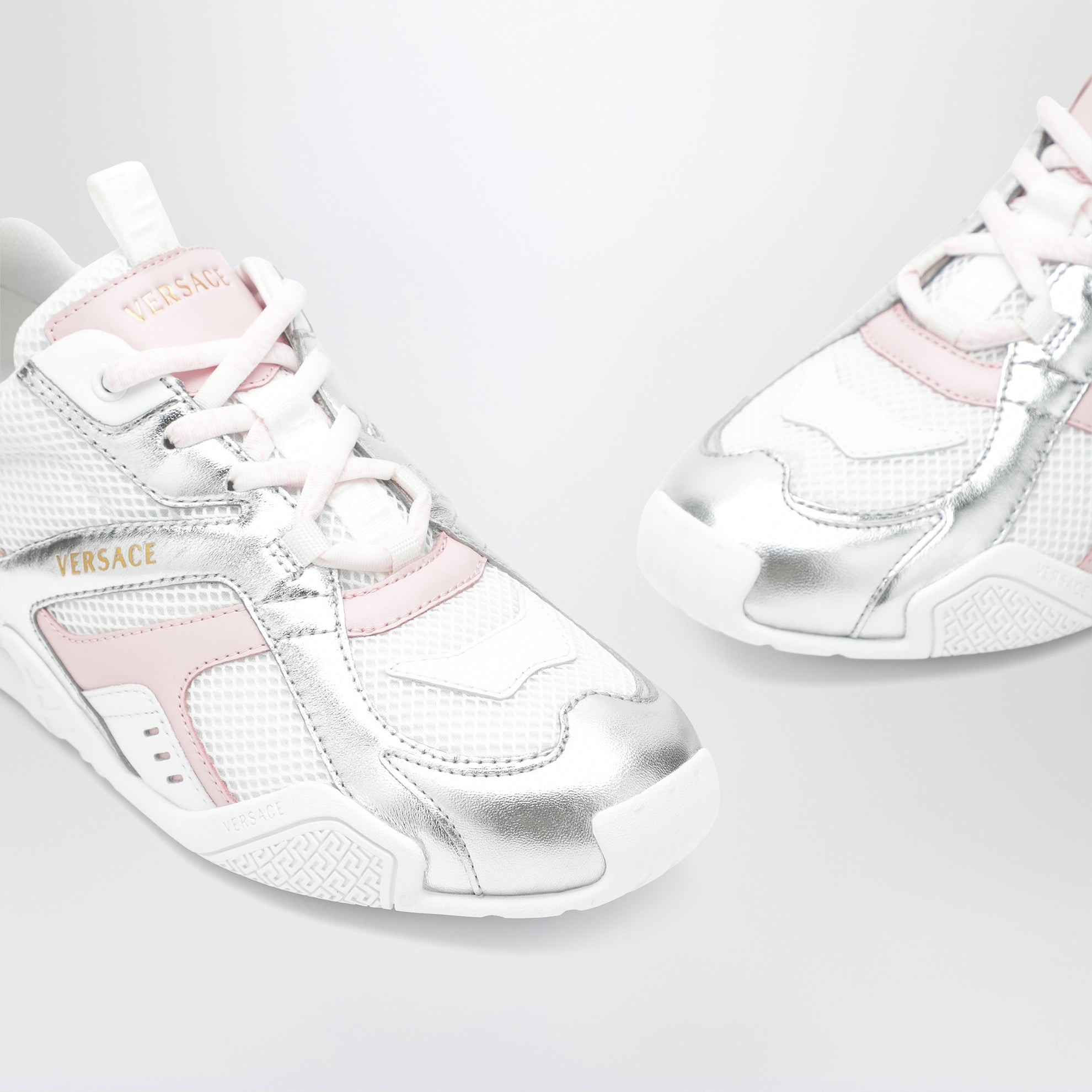 Galaxia silver mesh and leather sneakers