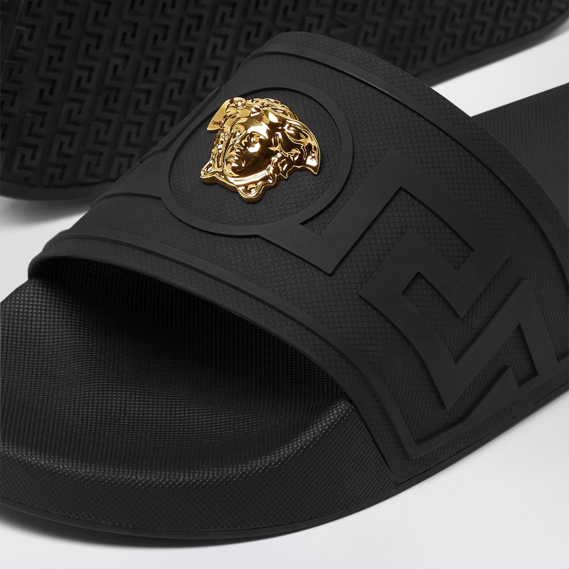 Black La Medusa rubber slides