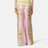 Printed silk twill trousers in yellow/pink