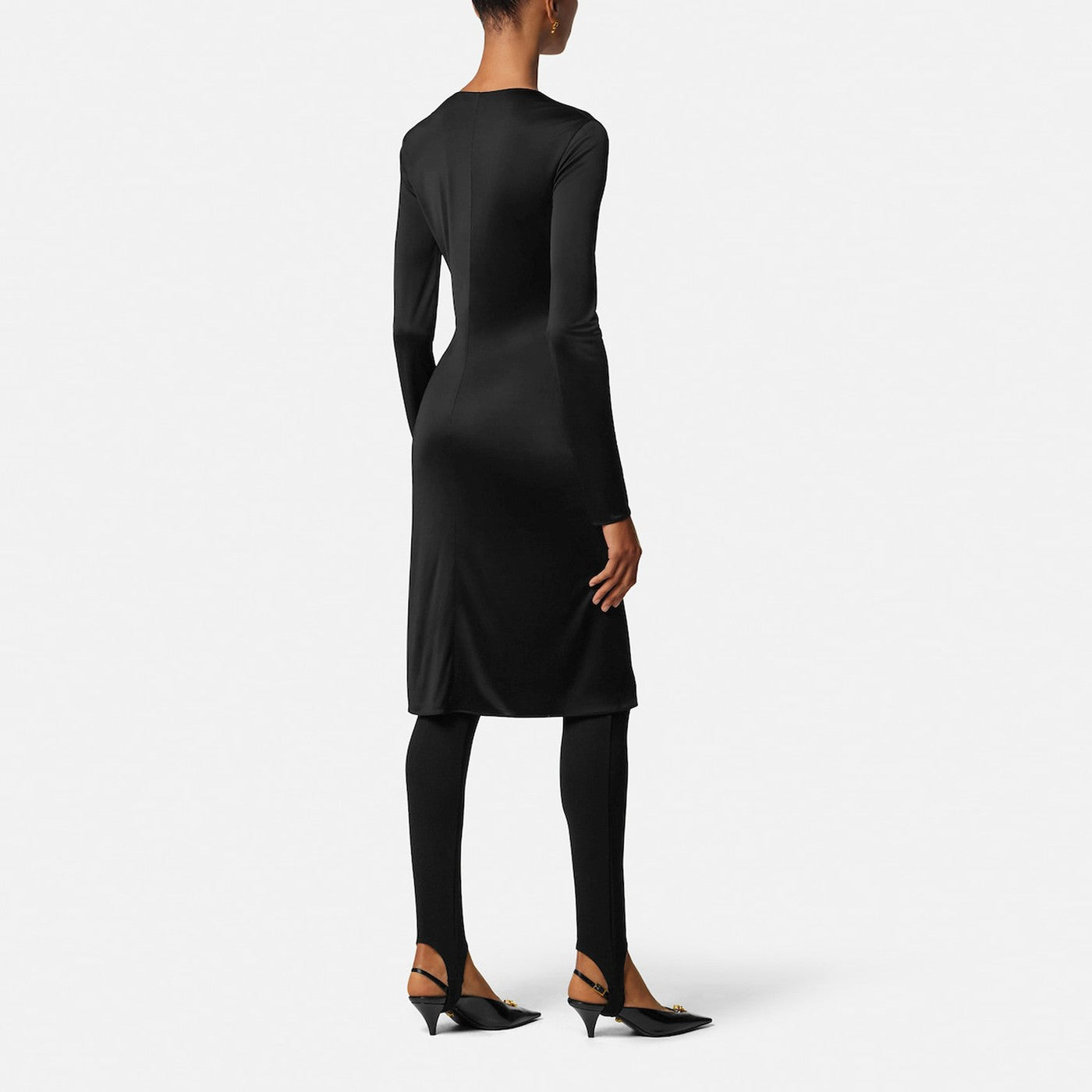 Robe midi noire en jersey de viscose
