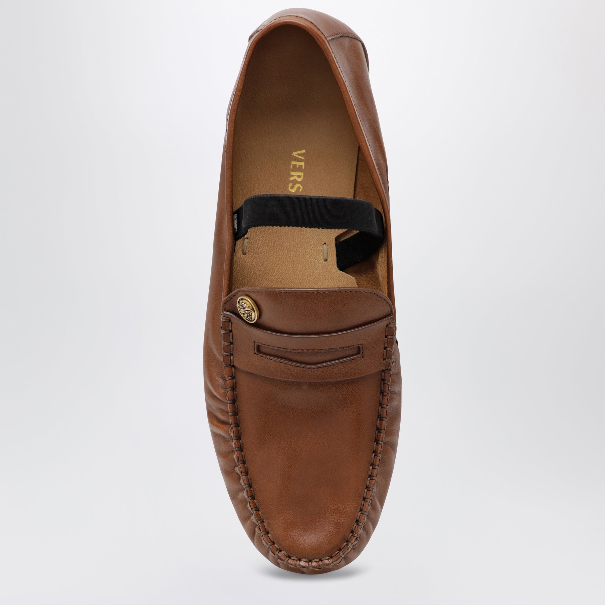 Brown Guanto loafers in calf leather